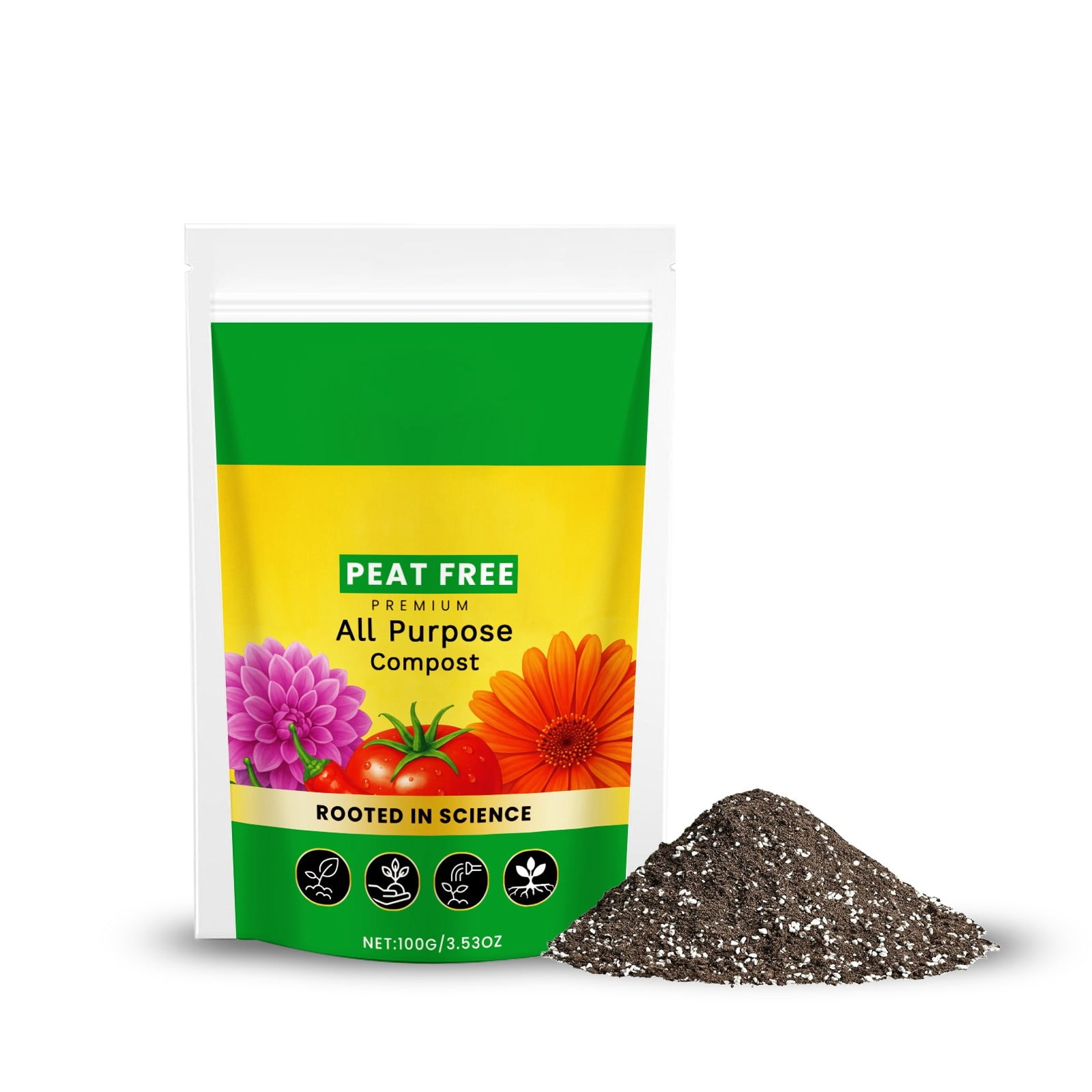 ROOTED IN SCIENCE Universal Potting Soil Mix for Indoor Plants and Succulents (Green, 8 lb) 95xre