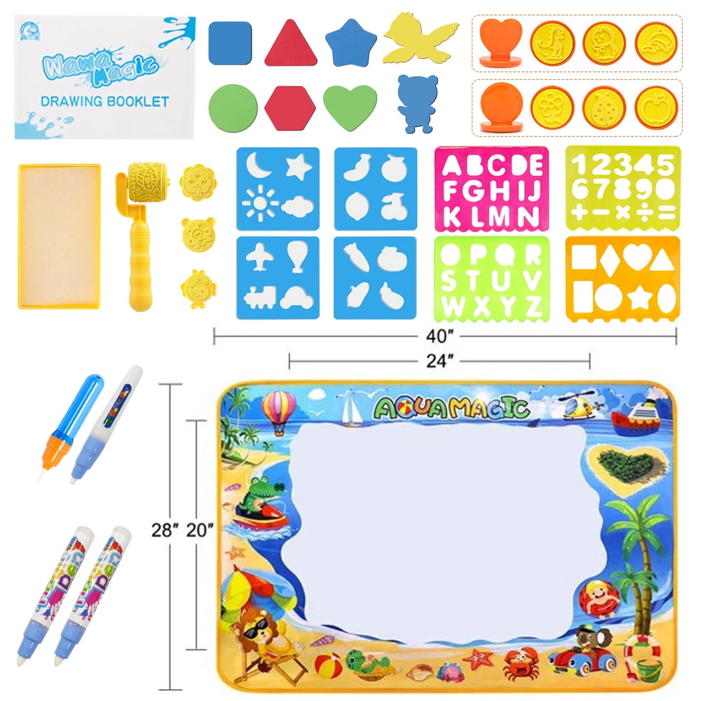 GPED Aqua Magic Water Drawing Mat Large Doodle Painting Pad for Kids (Blue, 40 in x 32 in) 183p3