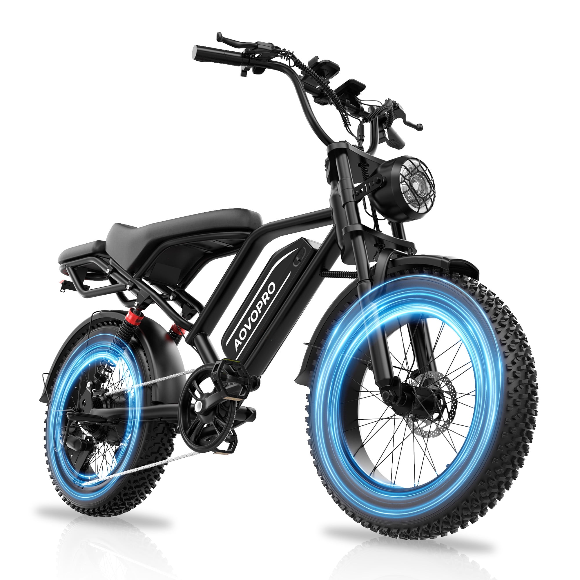 AOVOPRO AP20 Electric Bike for Adults, 750W Off-Road E-Mountain Bike with 20 x 4 in Fat Tires (Black, 48V 18Ah) gg6ag