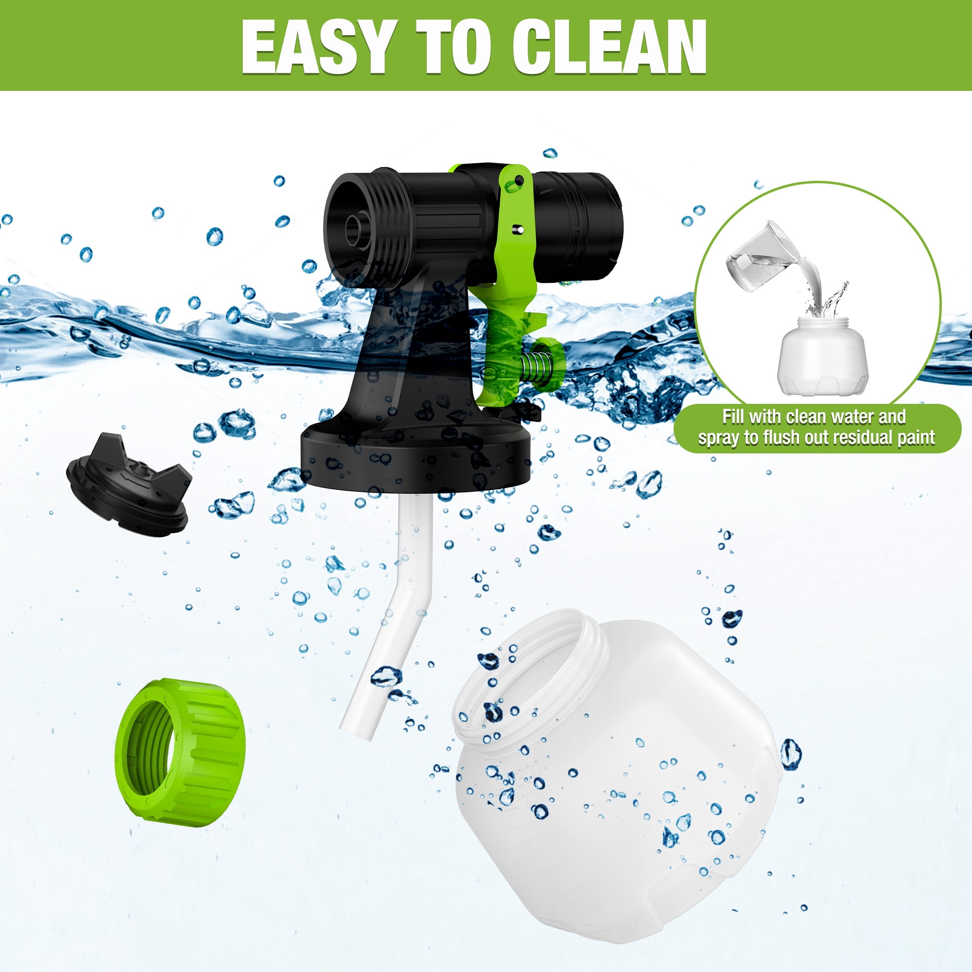 WORKPRO HVLP Paint Sprayer, Electric Spray Gun with 4 Nozzles and Adjustable Flow (44 fl oz) 30e3k