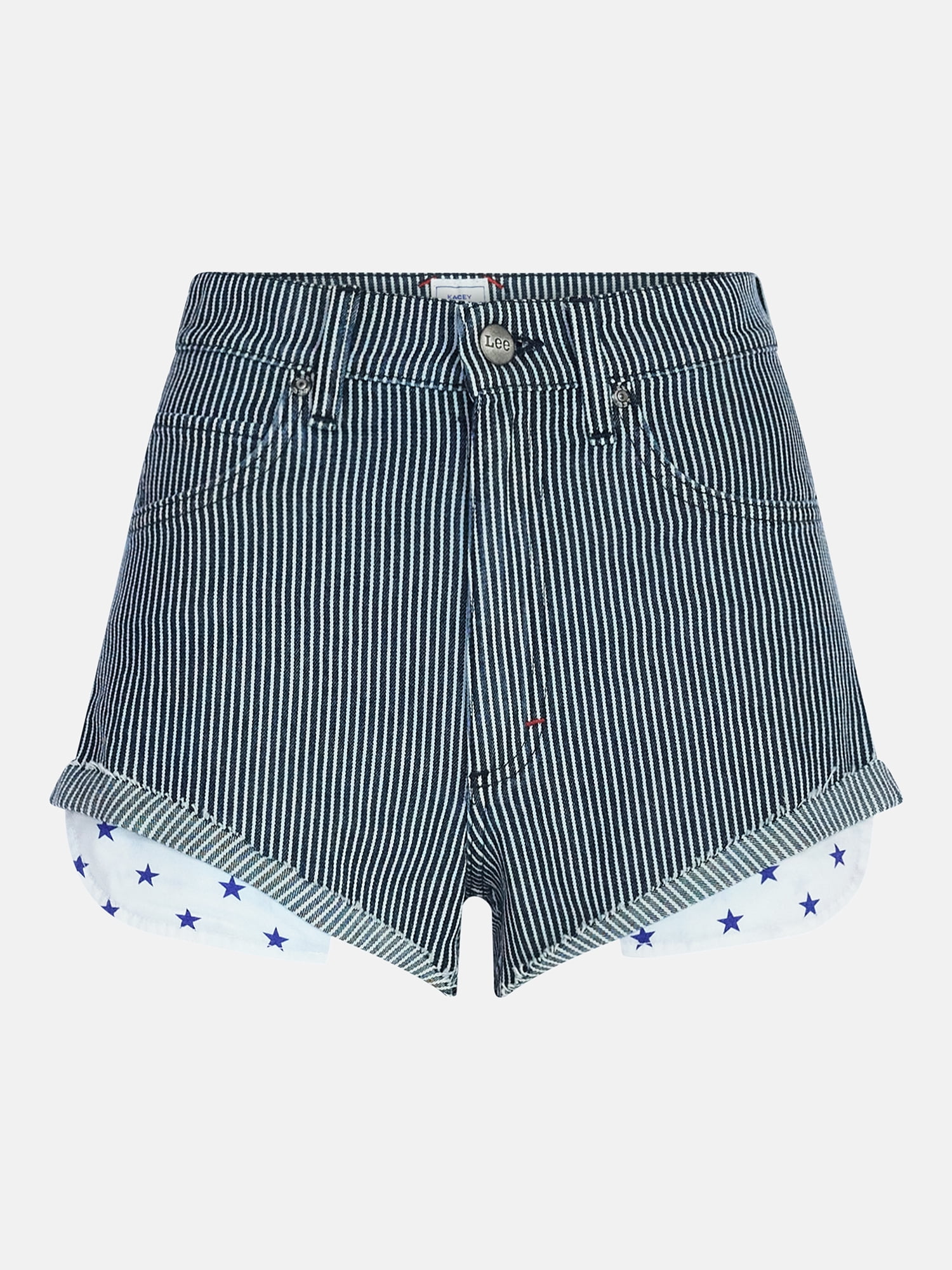 Kacey Lee Women's High Rise Shorts, Striped Cotton Casual Summer Bottoms (Brown, Size 4) uhi81