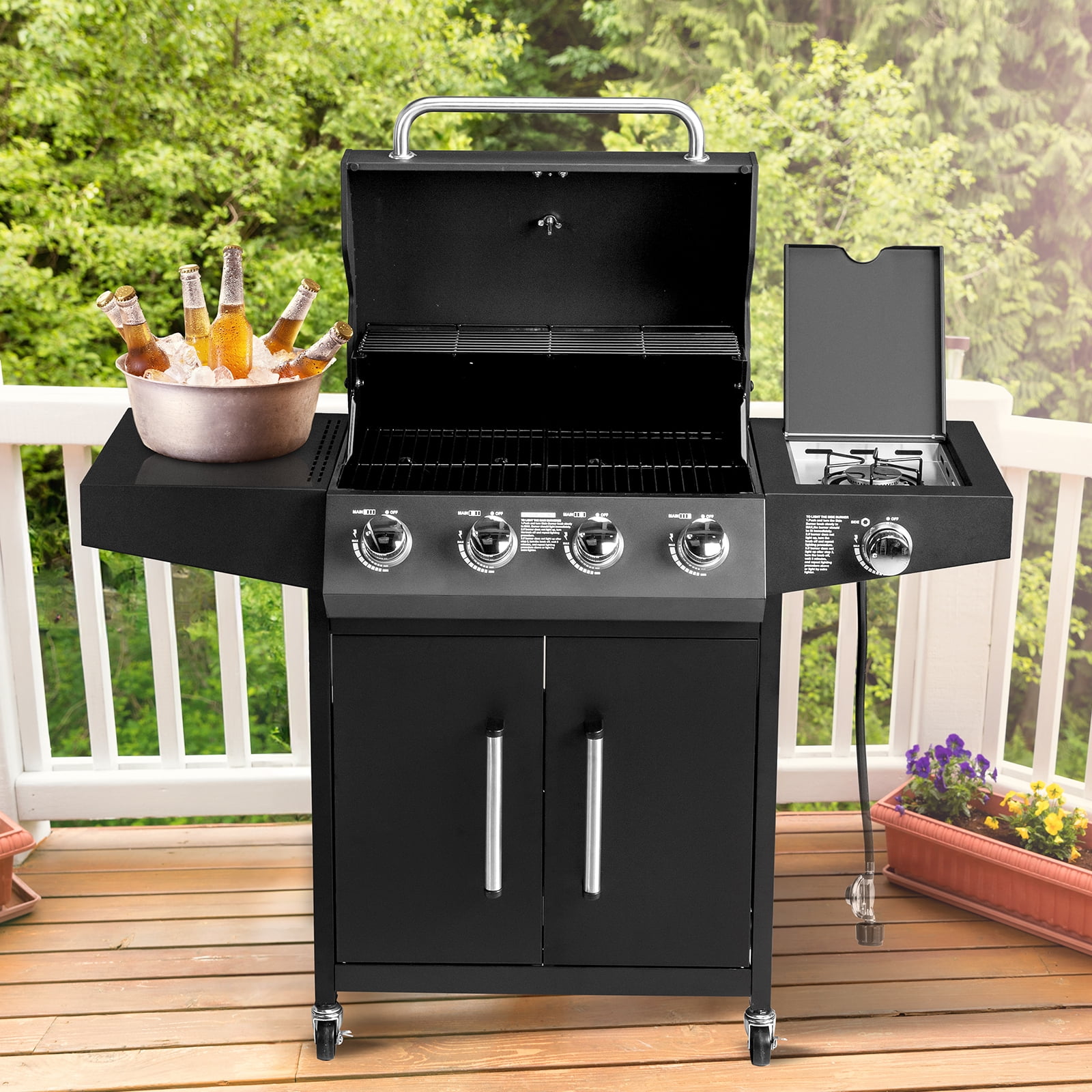 iTopRoad Propane Gas Grill with Side Stove (58000 BTU, Outdoor Cooking Station) 5v0qi