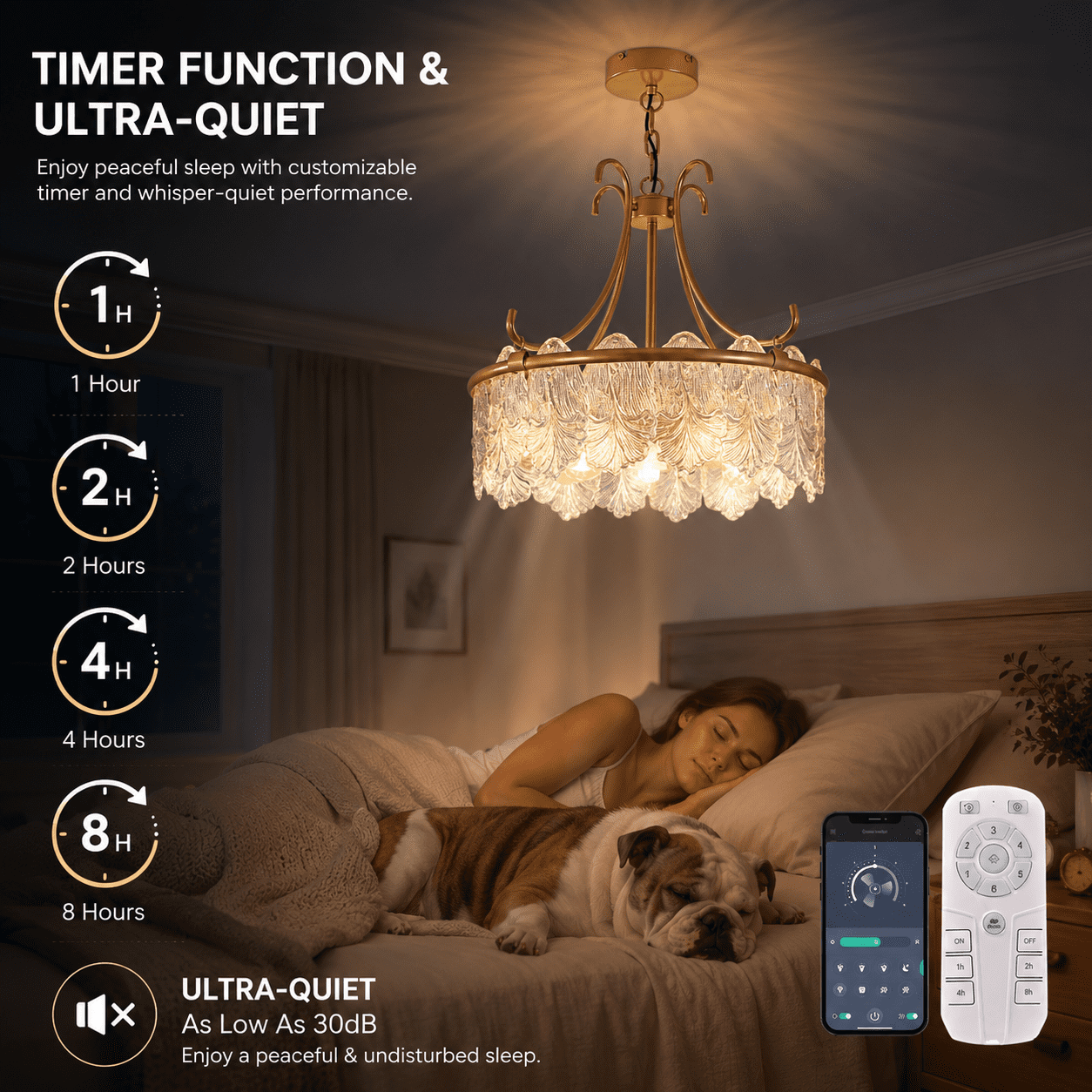 Garwarm 20 in Gold Crystal Fandelier Ceiling Fan with Light and Remote (6-Speed, Reversible, Caged Chandelier) yejba