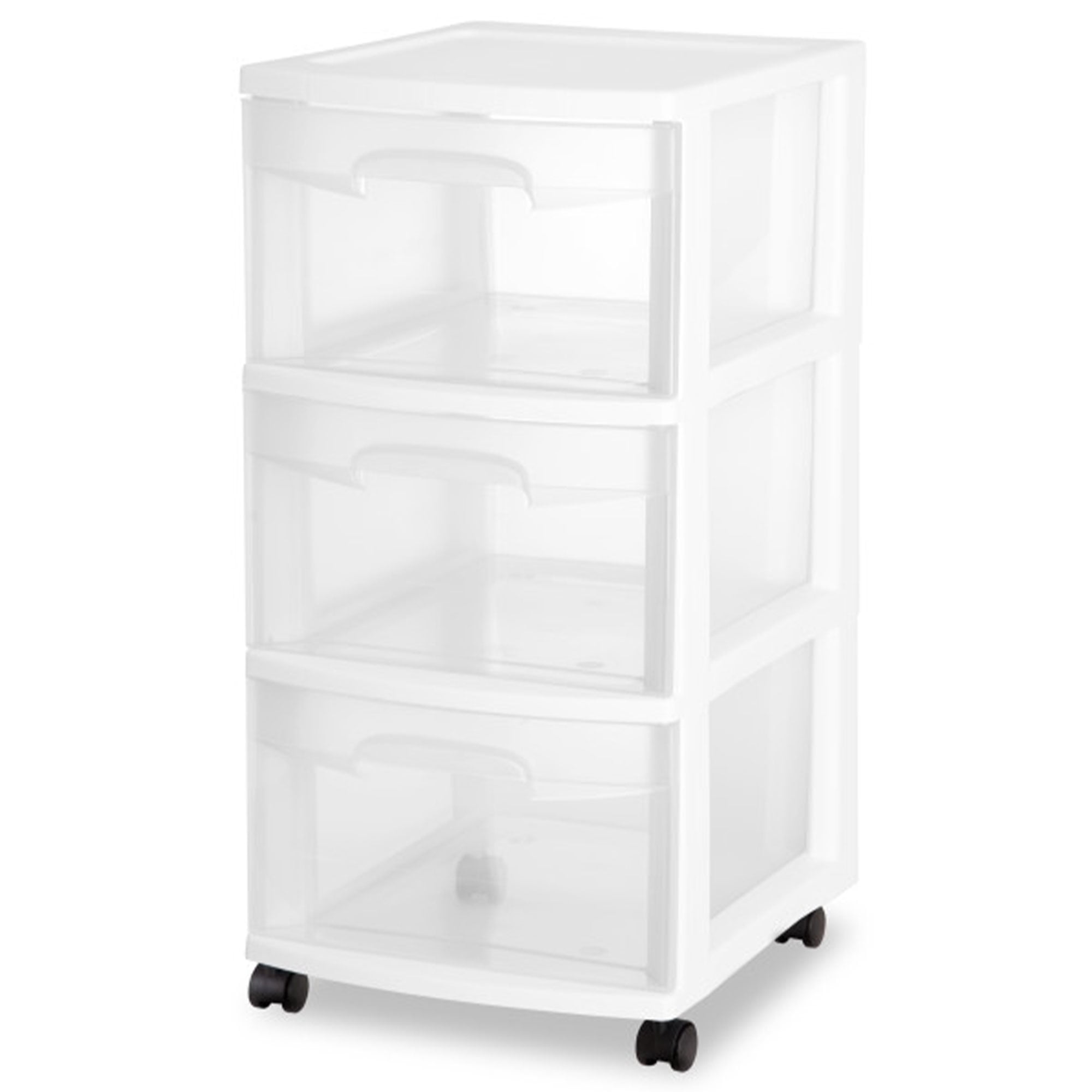 Sterilite 3 Drawer Rolling Storage Cart Organizer with Wheels (White, 4 Pack) 55wf9