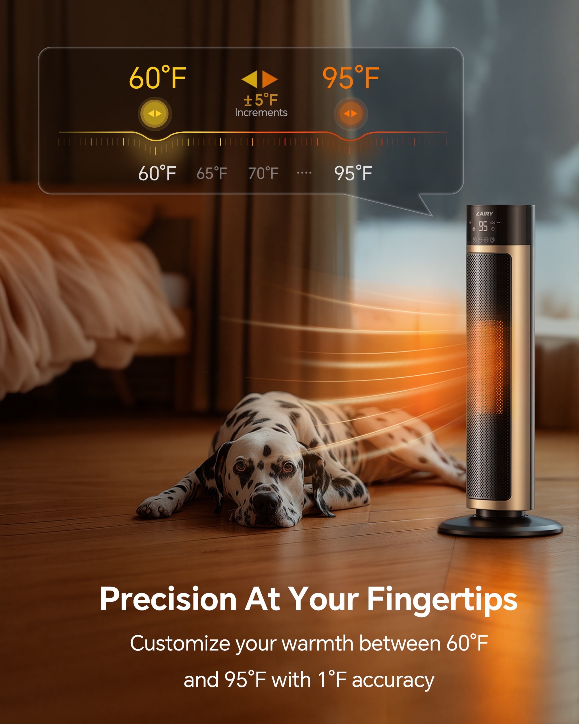 Lairy 1500W Electric Tower Space Heater with Remote and Adjustable Thermostat (Black, 24 in) i73d6