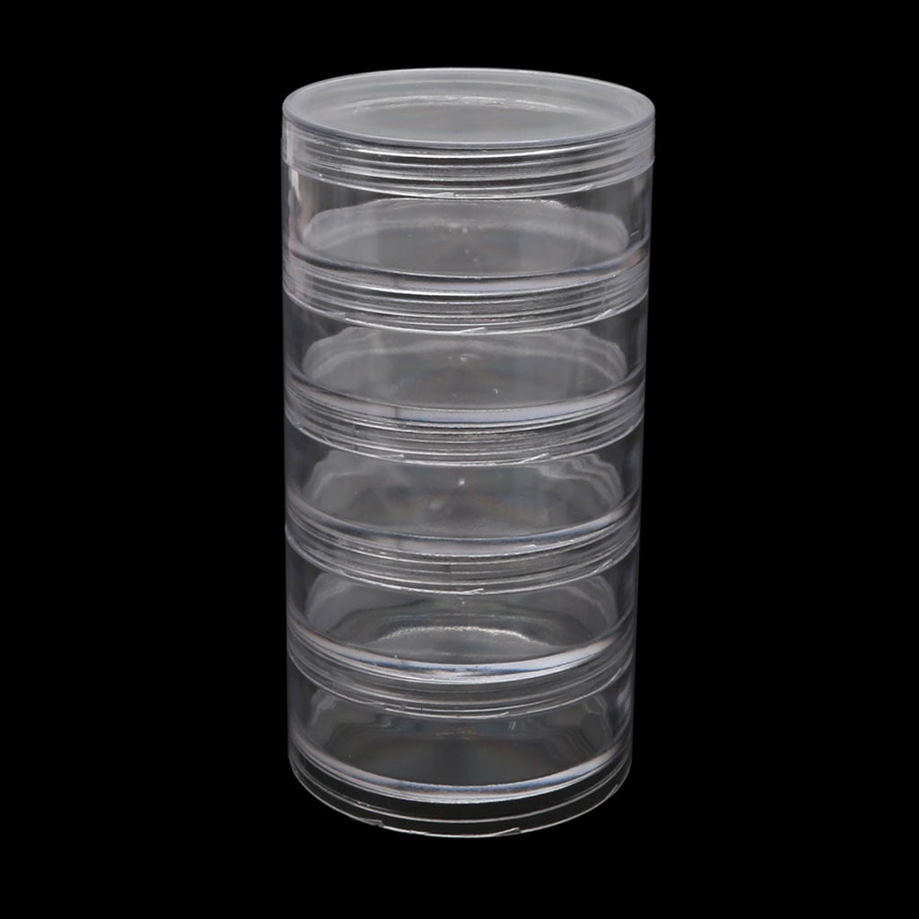 Tegongse 5-Layer Stackable Round Storage Container for Beads and Craft Supplies (Clear, 5-Tier) 1r2ox