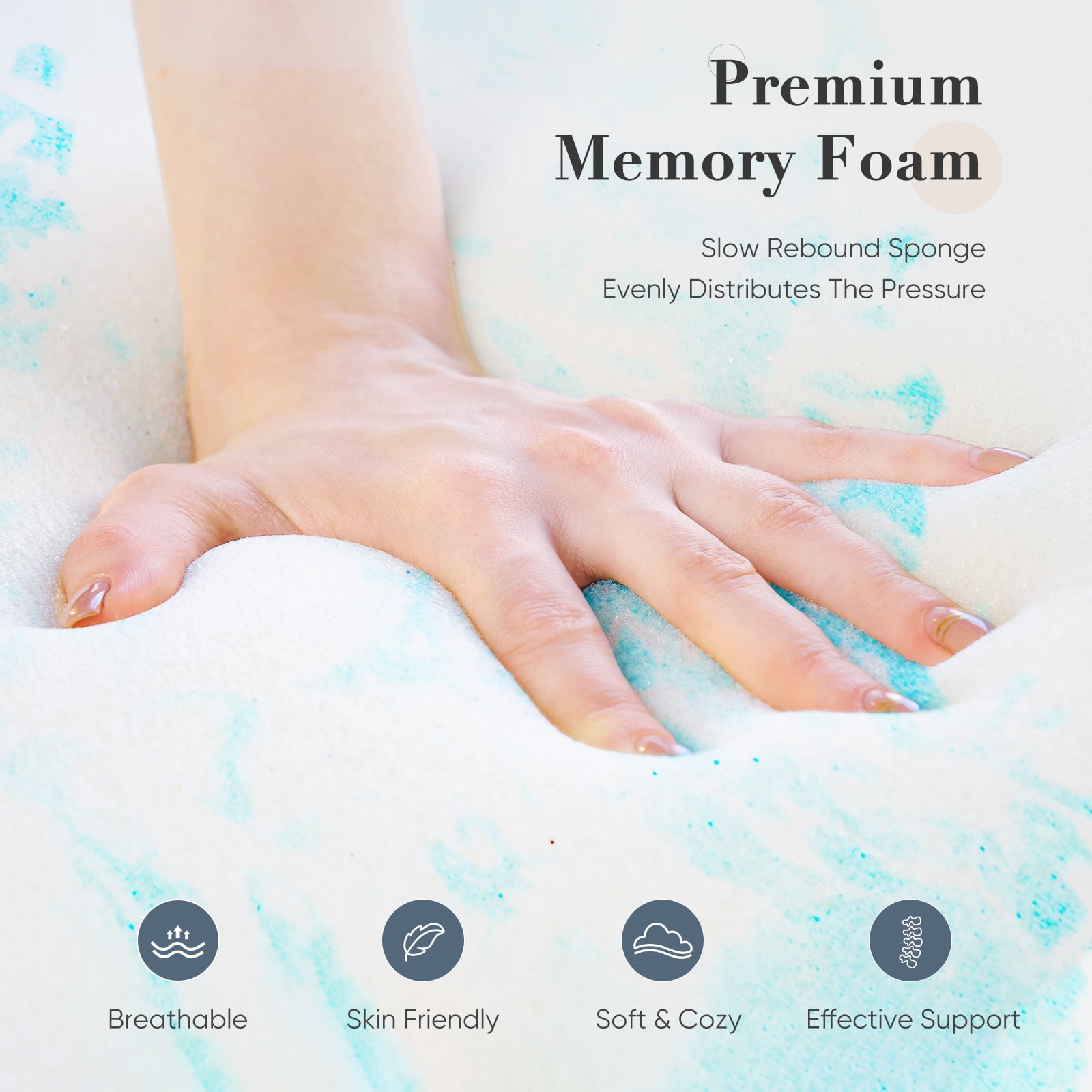 CONCETTA 3 Inch Memory Foam Mattress Topper with Cooling Gel (Full Size) o9tk2