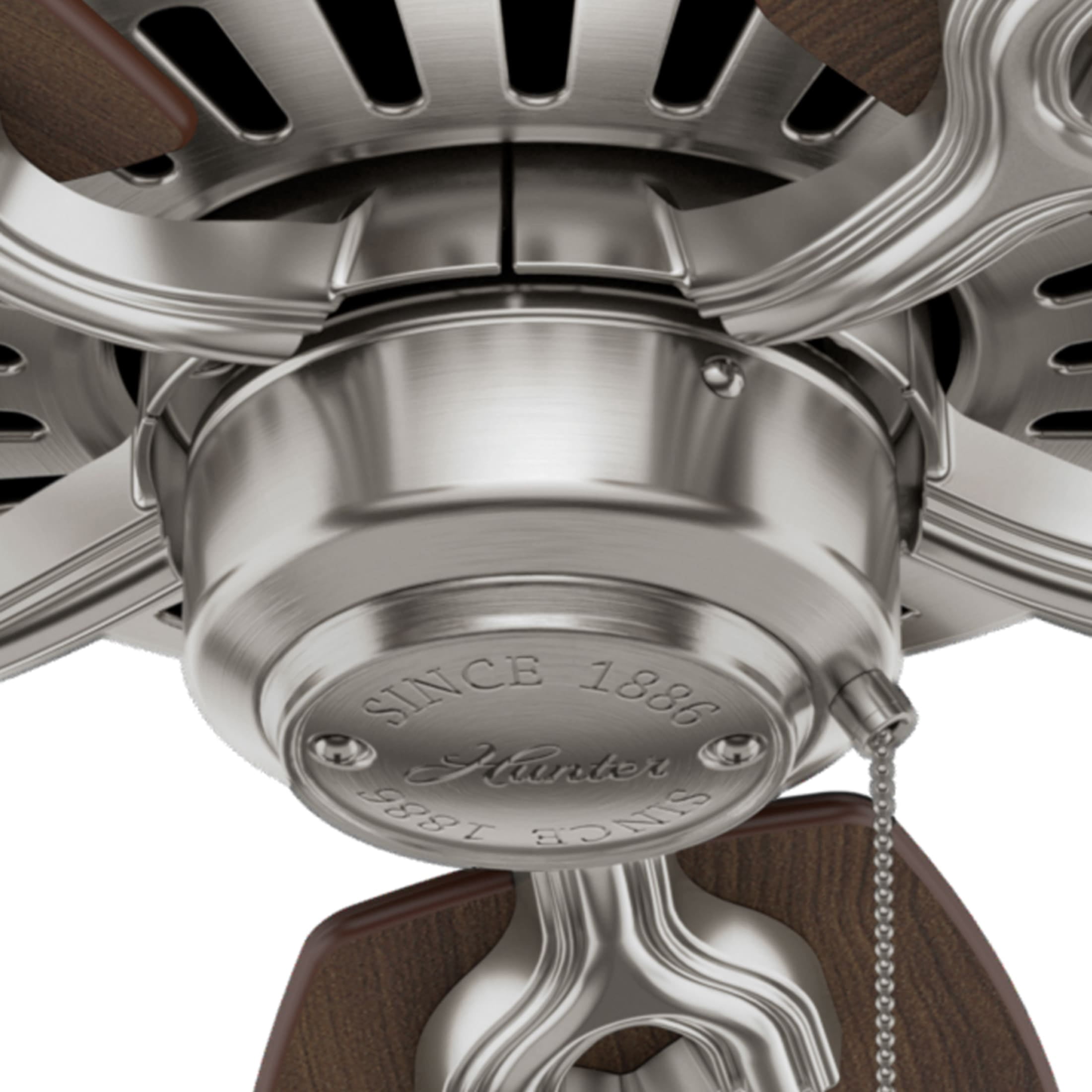 Hunter Builder Elite Indoor Ceiling Fan, 5-Blade Quiet Motor, Pull Chain Control (Brushed Nickel, 52 in) s0h1a