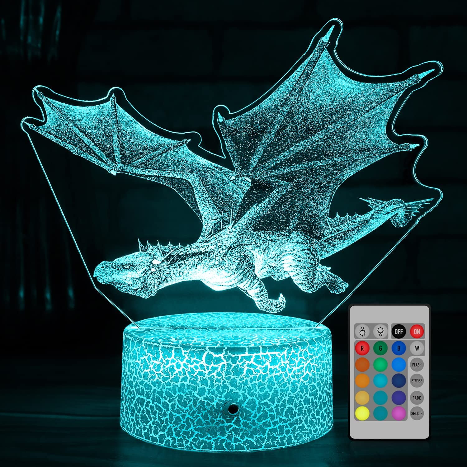 Ysitian Dragon Night Light for Kids, LED Bedside Lamp with Remote & Smart Touch (7 Colors, 1 Pack) squwf