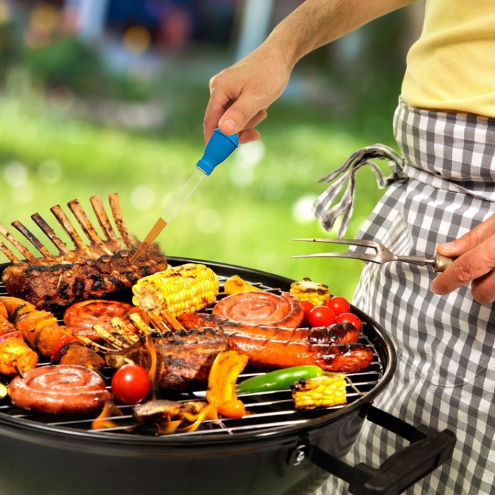 Shpwfbe BBQ Grill Mat and Heat Resistant Fire Mat (Blue, 30 in) 0532b