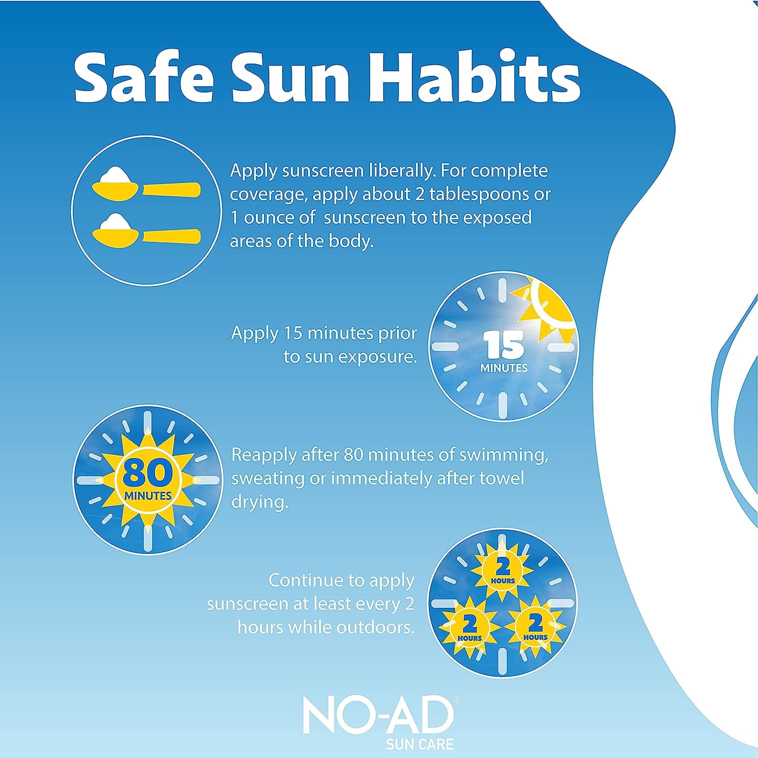 NO-AD SPF 50 Sunscreen Lotion, Broad Spectrum UVA/UVB Protection, Water Resistant, Moisturizing Vitamin E and Aloe (White, 32 oz, 2 Pack) tm1q3