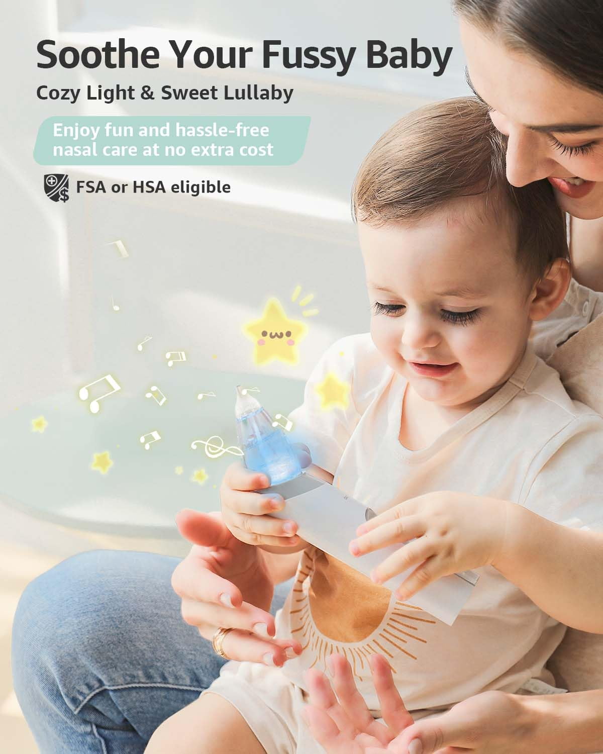 GROWNSY Baby Nasal Aspirator Electric Nose Cleaner with 3 Suction Levels (White, 1 Unit) hz5cr