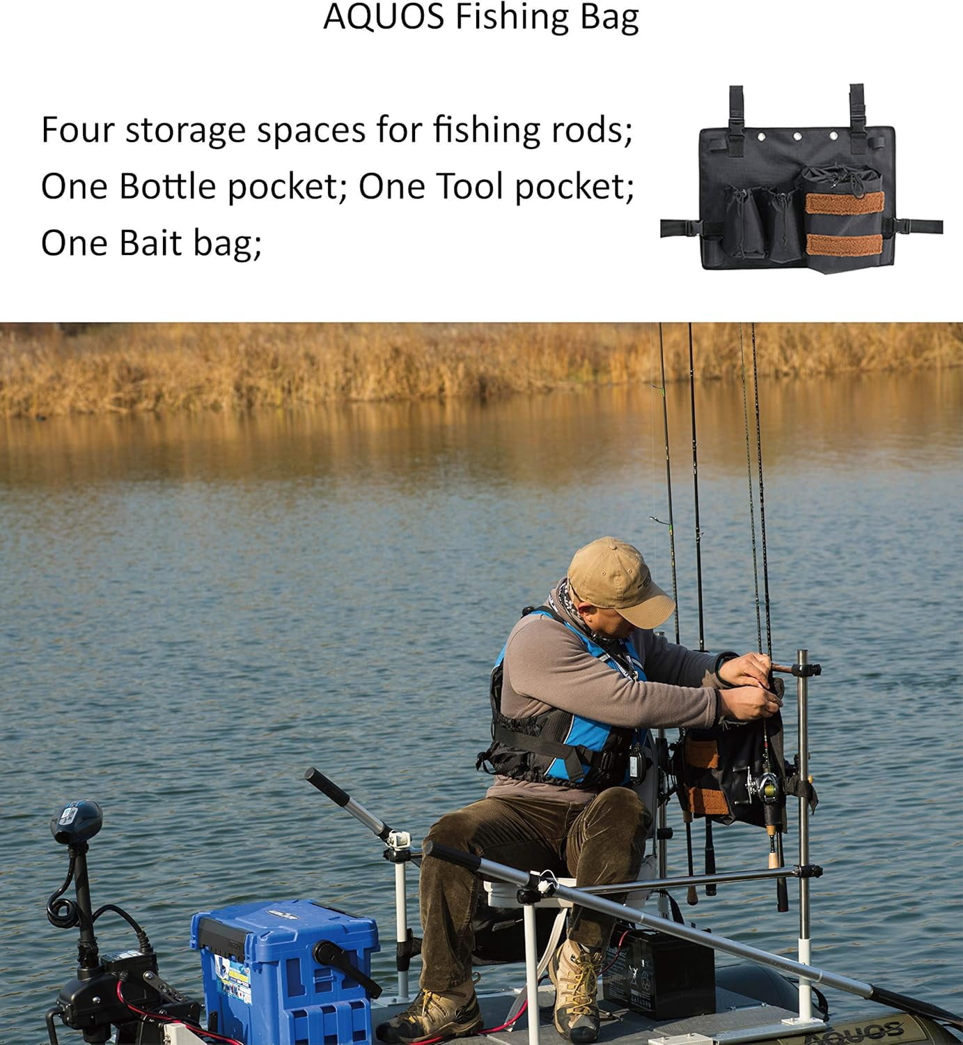 AQUOS Heavy-Duty Inflatable Pontoon Boat for Fishing with Stainless Steel Guard Bar and Folding Seat (11.5 ft) 30otv