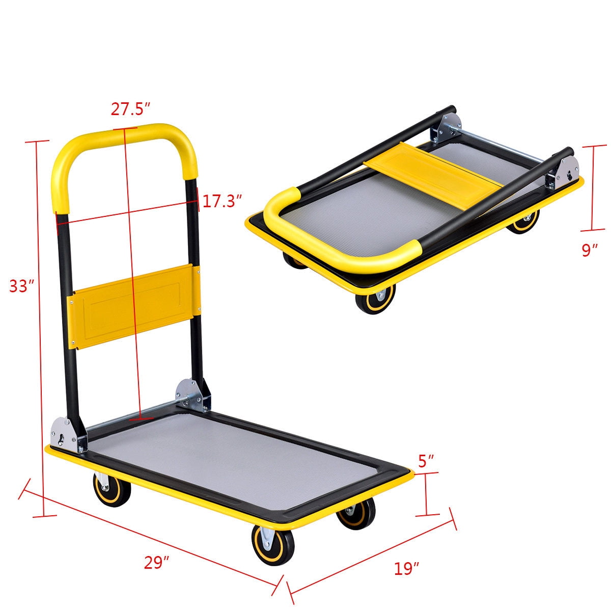 Costway Folding Platform Cart Push Hand Truck (Black, 330 lb Capacity) llzqa
