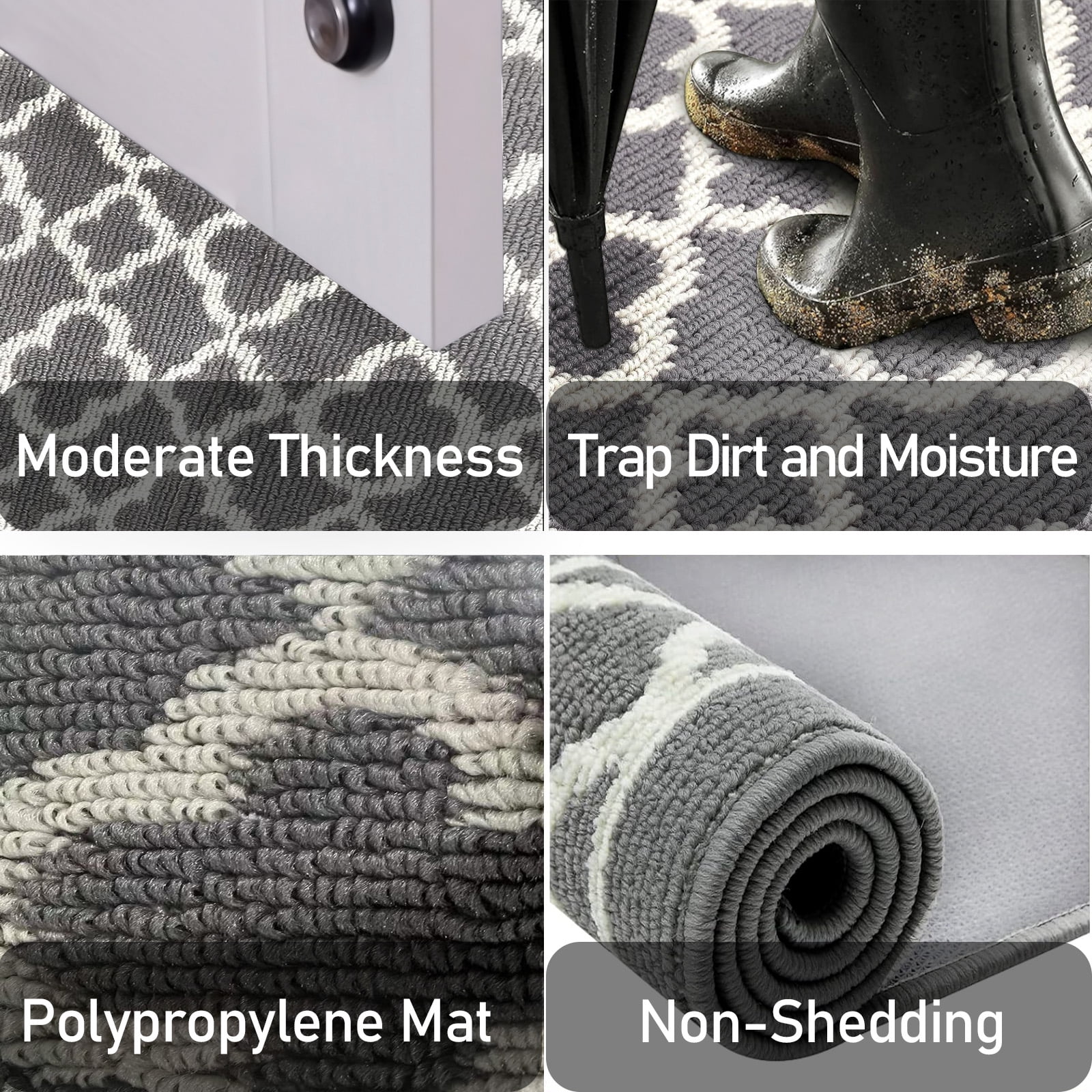 Yamaziot Non-Slip Hallway Runner Rug, Washable Heavy-Duty Kitchen Floor Mat, Moroccan Tile Pattern (Gray, 20 in x 59 in) ql8fq