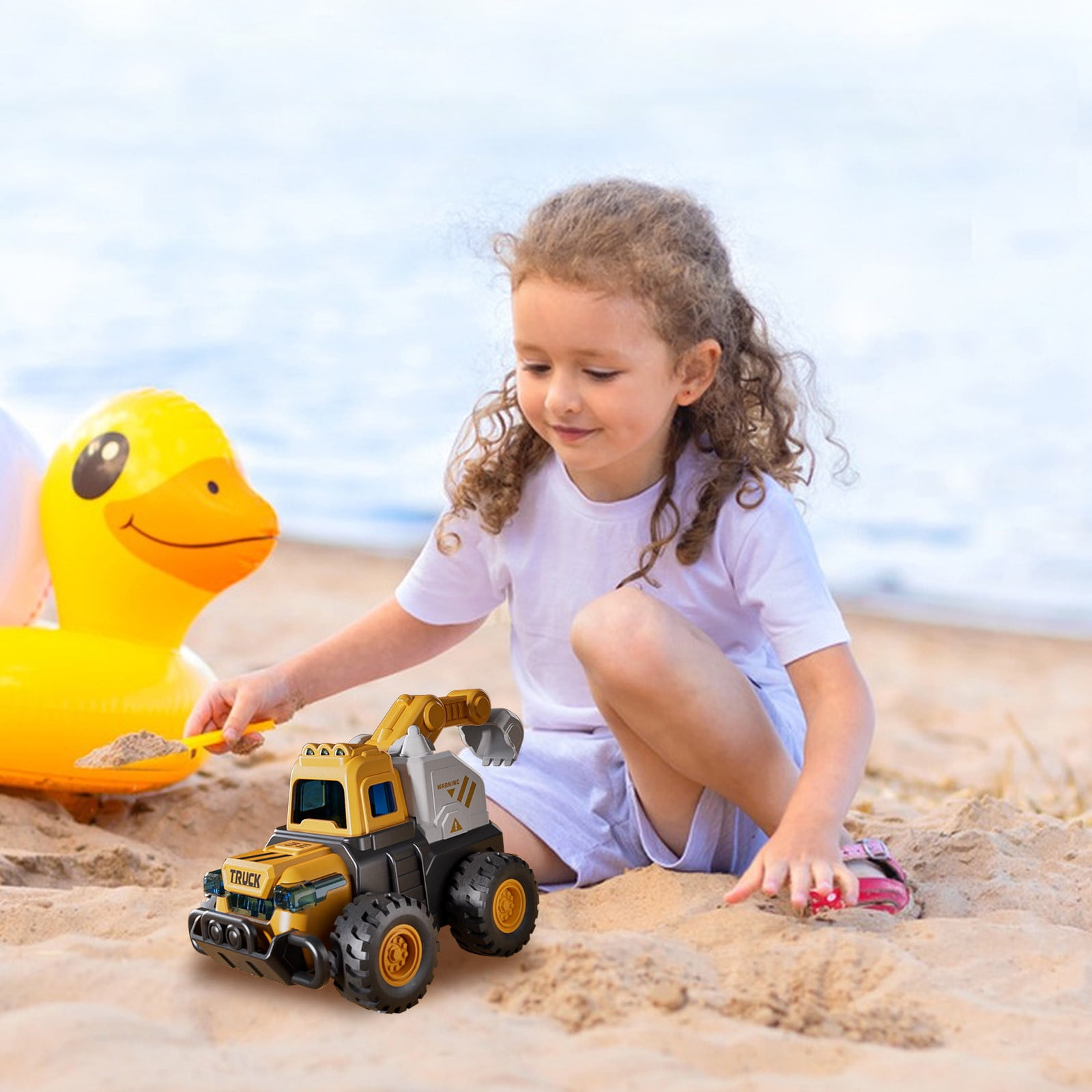 QTOCIO Inertia Excavator Toy Engineering Vehicle Simulation Press-and-Go Construction Truck (Yellow, 6 in) lifz9