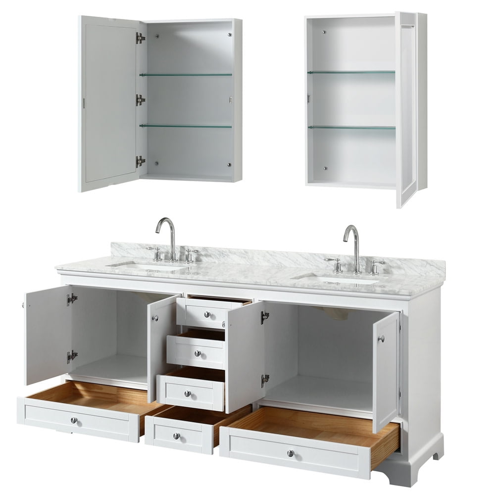 Wyndham Collection Deborah 80 in Free Standing Double Vanity Set (White, 80 in) 45cj5