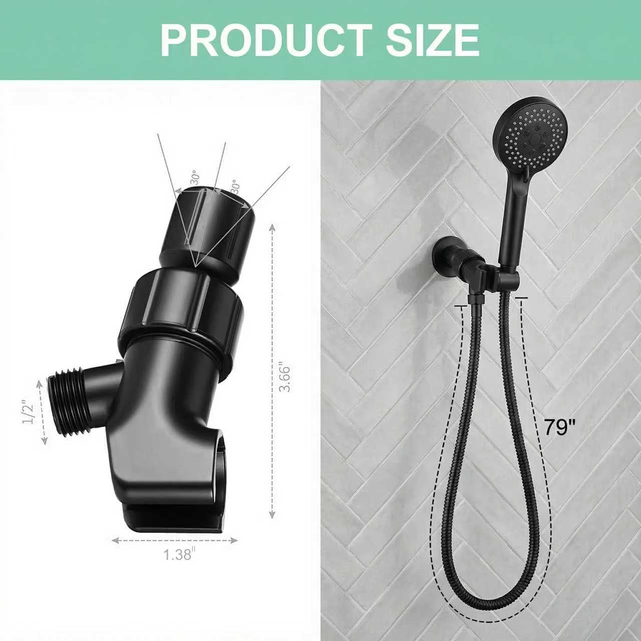 Lsupdaol Stainless Steel Shower Hose with Adjustable Arm Holder and Replacement Head (Black, 79 in) ev9sr
