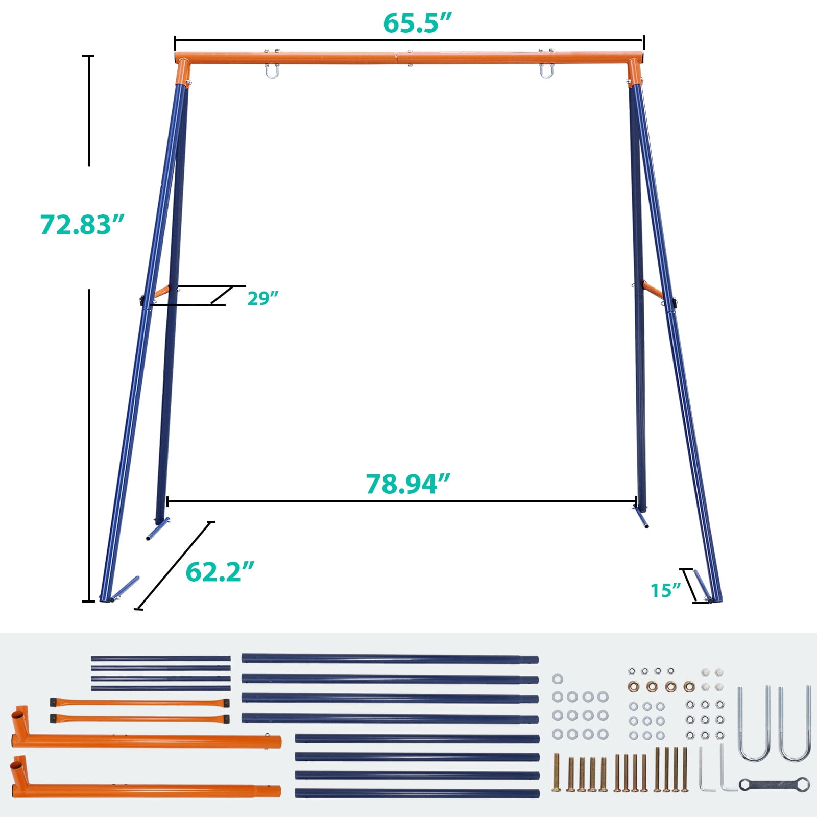 ZenSports Kids Outdoor A-Frame Swing Stand Set, Heavy Duty Steel Frame for Backyard Play (Black, 87 in x 64 in x 71 in) jwz0h