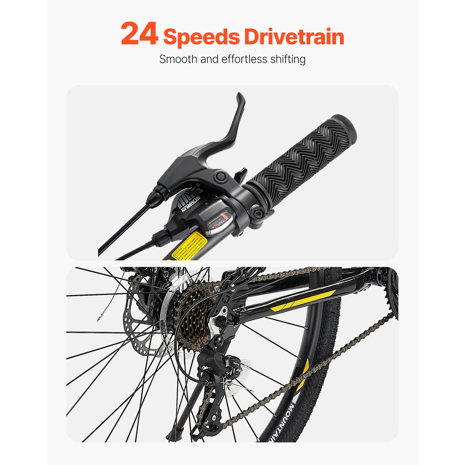 KFFKFF Mountain Bike, 29-in All-Terrain Bicycle with Dual Suspension and 24-Speed Gear System (Black, 29-in) fmnak