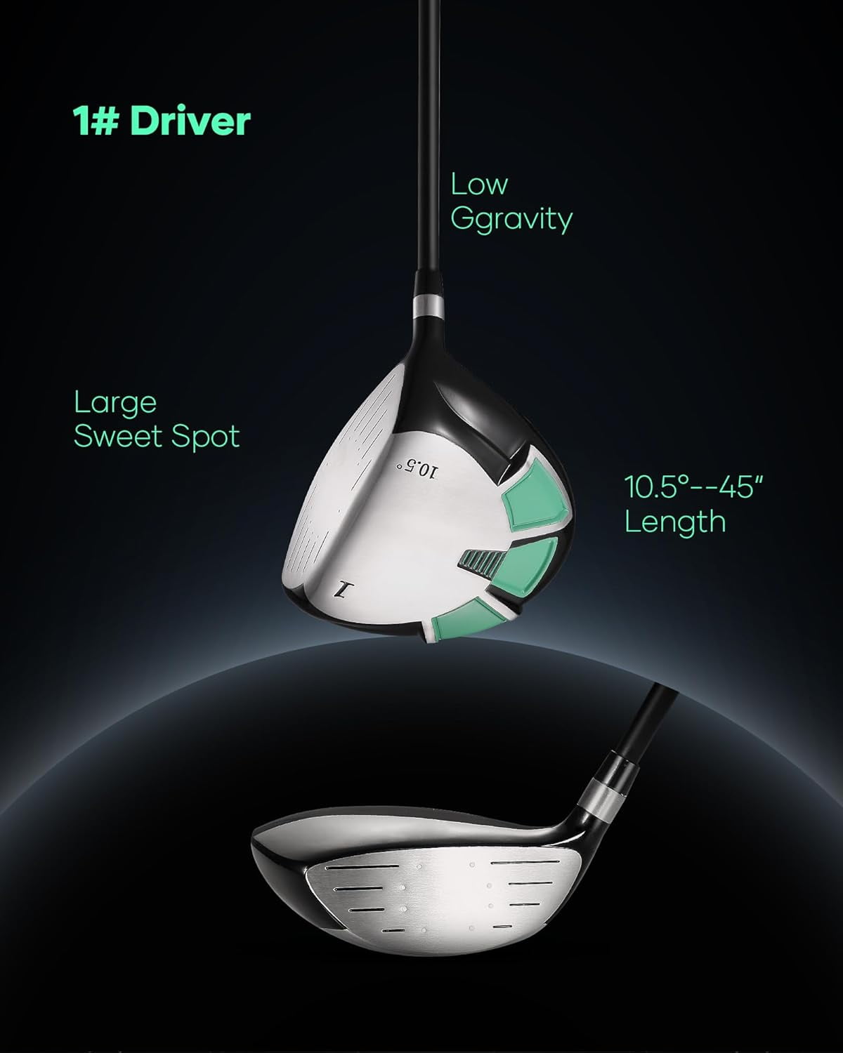 Naipo 9-Piece Complete Golf Club Set for Right-Handed Players with Stand Bag and Head Covers (Green) l0018