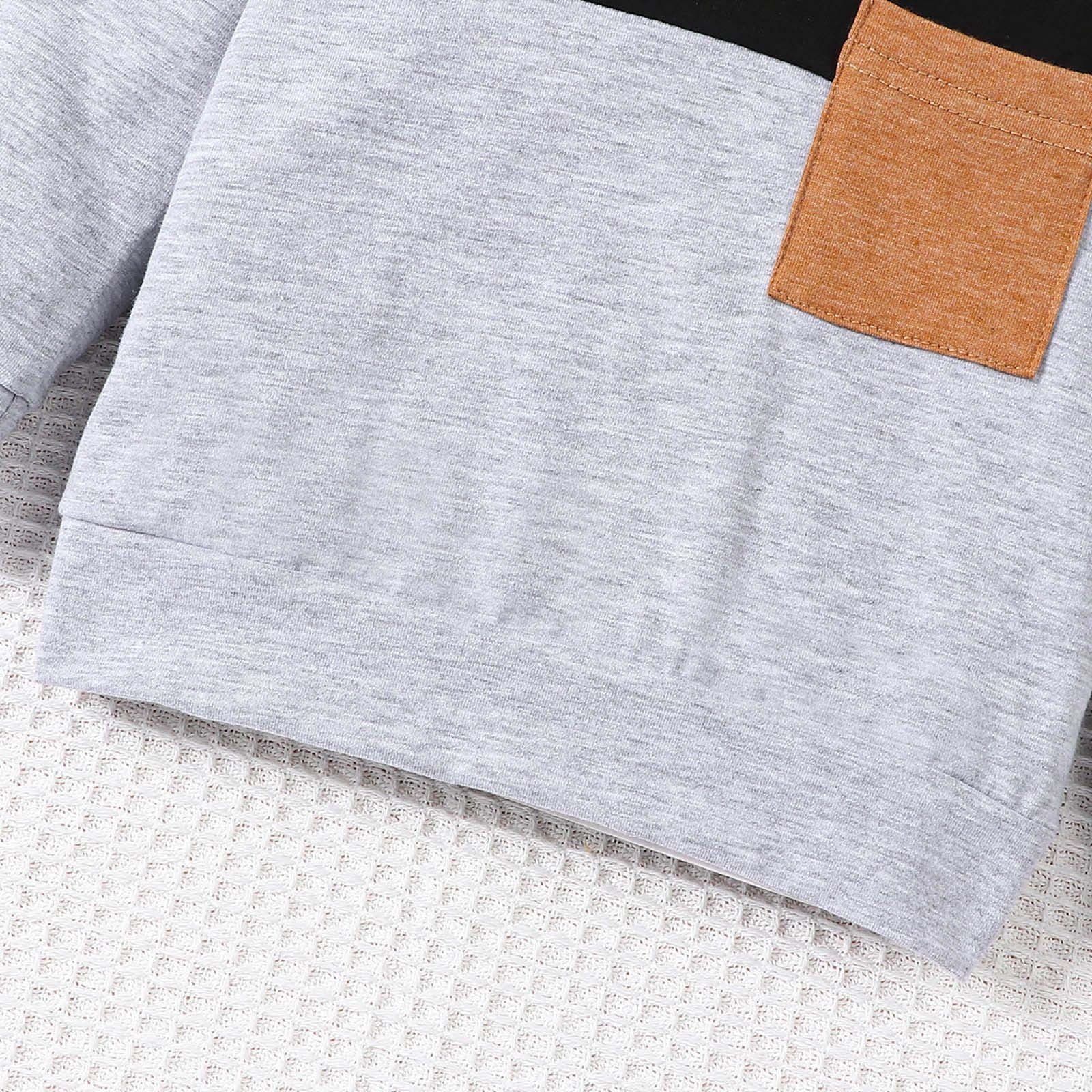BLVB Toddler Baby Boy Fall Winter Outfit Set Long Sleeve Pullover Sweatshirt and Joggers (Black, 12-18 Months) 7gmng