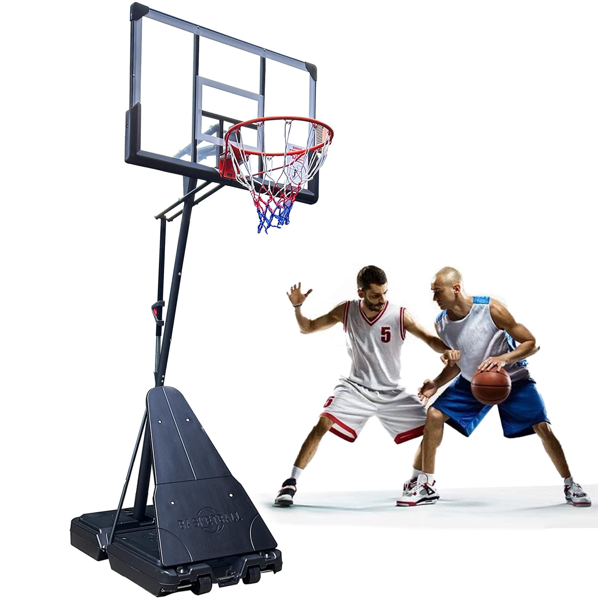 SUGIFT Portable Basketball Hoop System with 48in Polycarbonate Backboard (White, 48 in) obzeq