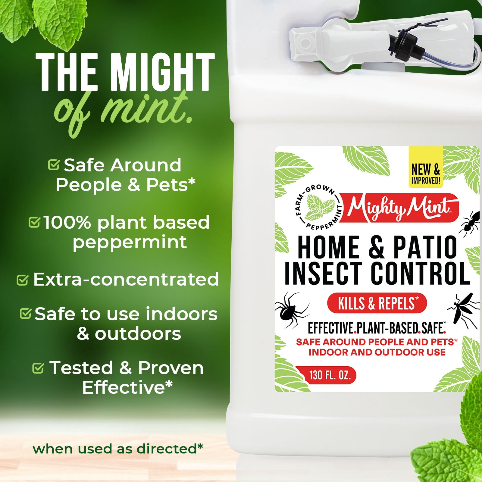 Mighty Mint Peppermint Oil Insect Control Spray for Home and Patio (Natural Pest Repellent, 130 fl oz) fxc6x