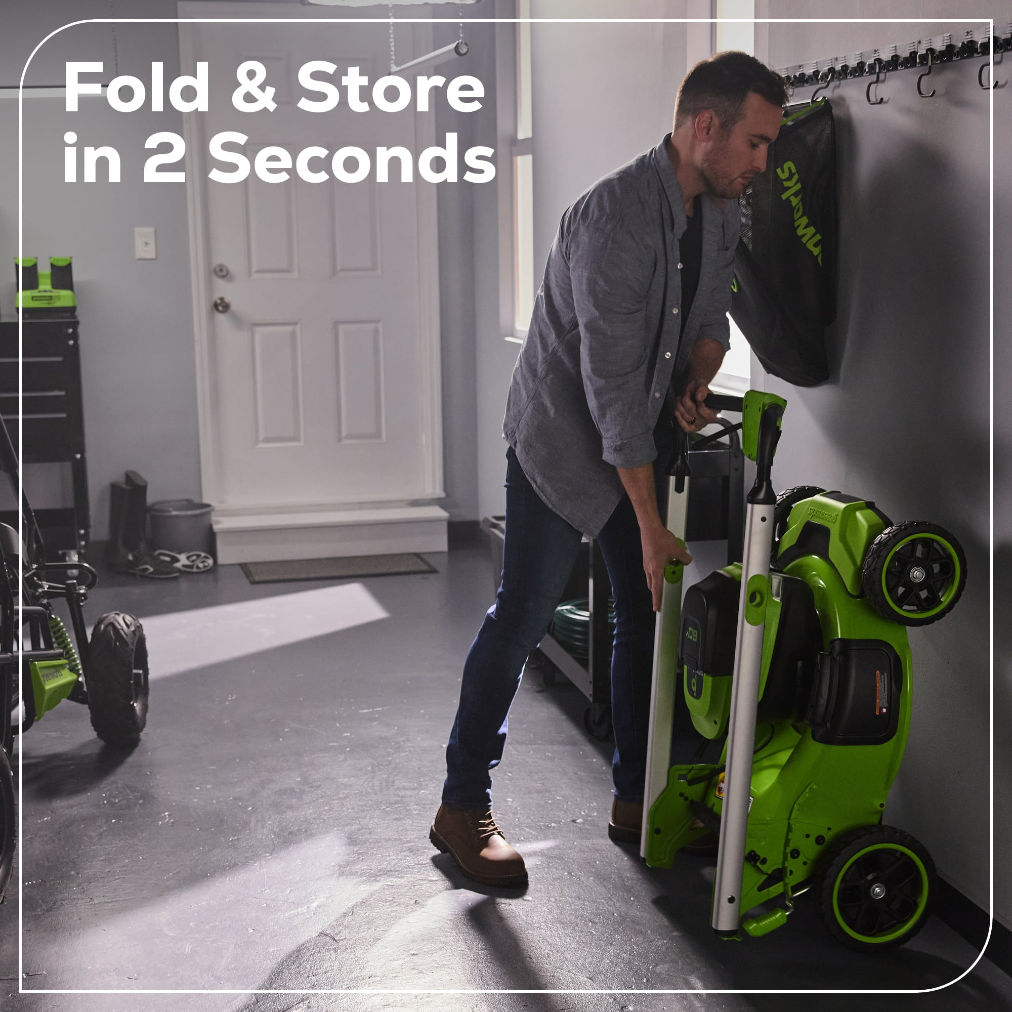 Greenworks 60V 21 in. Cordless Push Lawn Mower with 5.0 Ah Battery and Charger (Black, 21 in.) 2m0d8