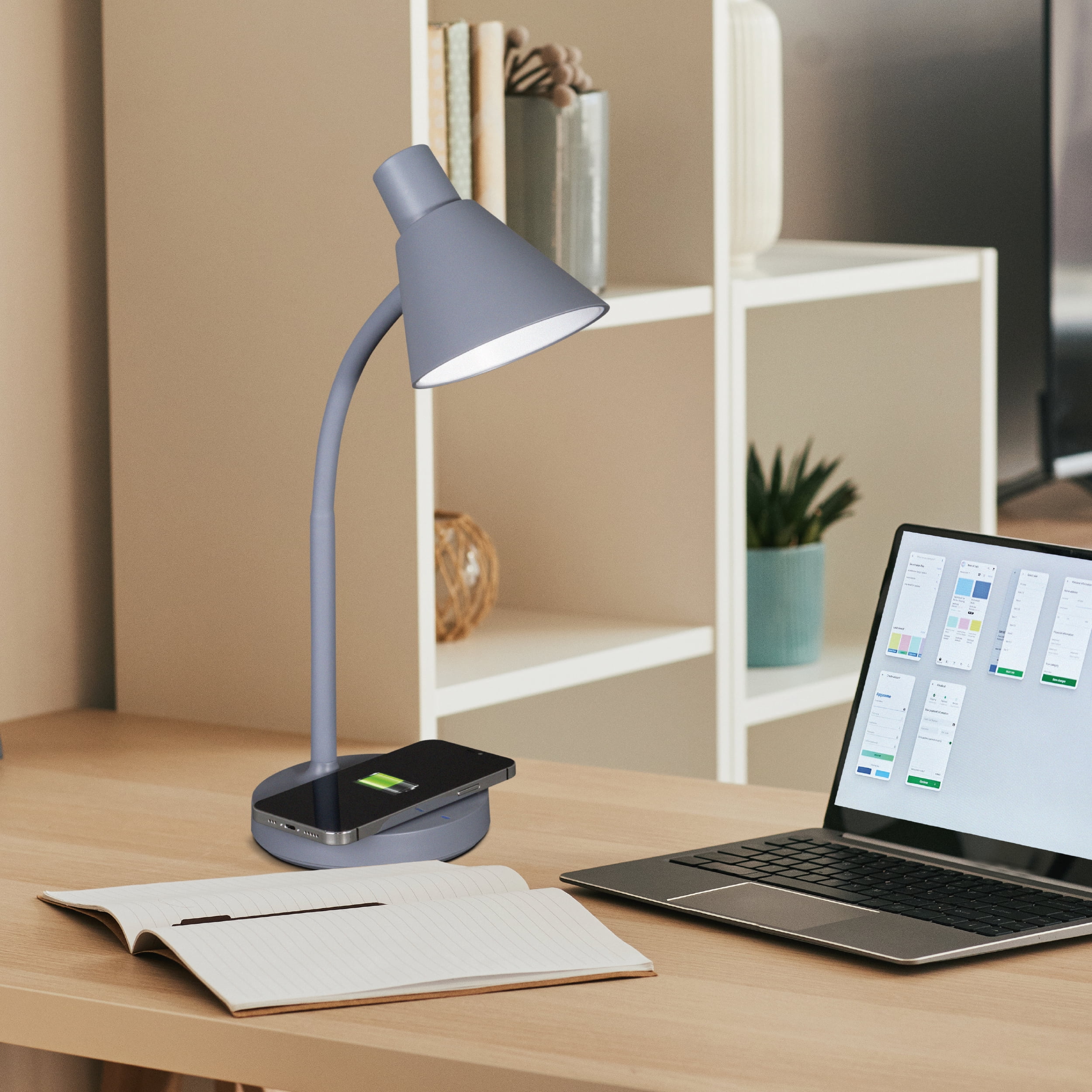 OttLite Twist LED Desk Lamp with Wireless Charging Pad (Adjustable Height, 3 Color Temperatures, 8.375 in to 16.875 in) tn7hj