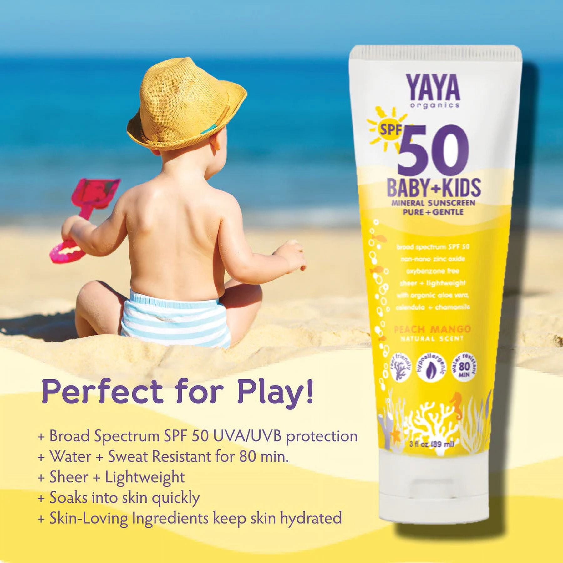YAYA ORGANICS Sport Mineral Sunscreen SPF 50 Broad Spectrum Protection (3 fl oz) bhndf