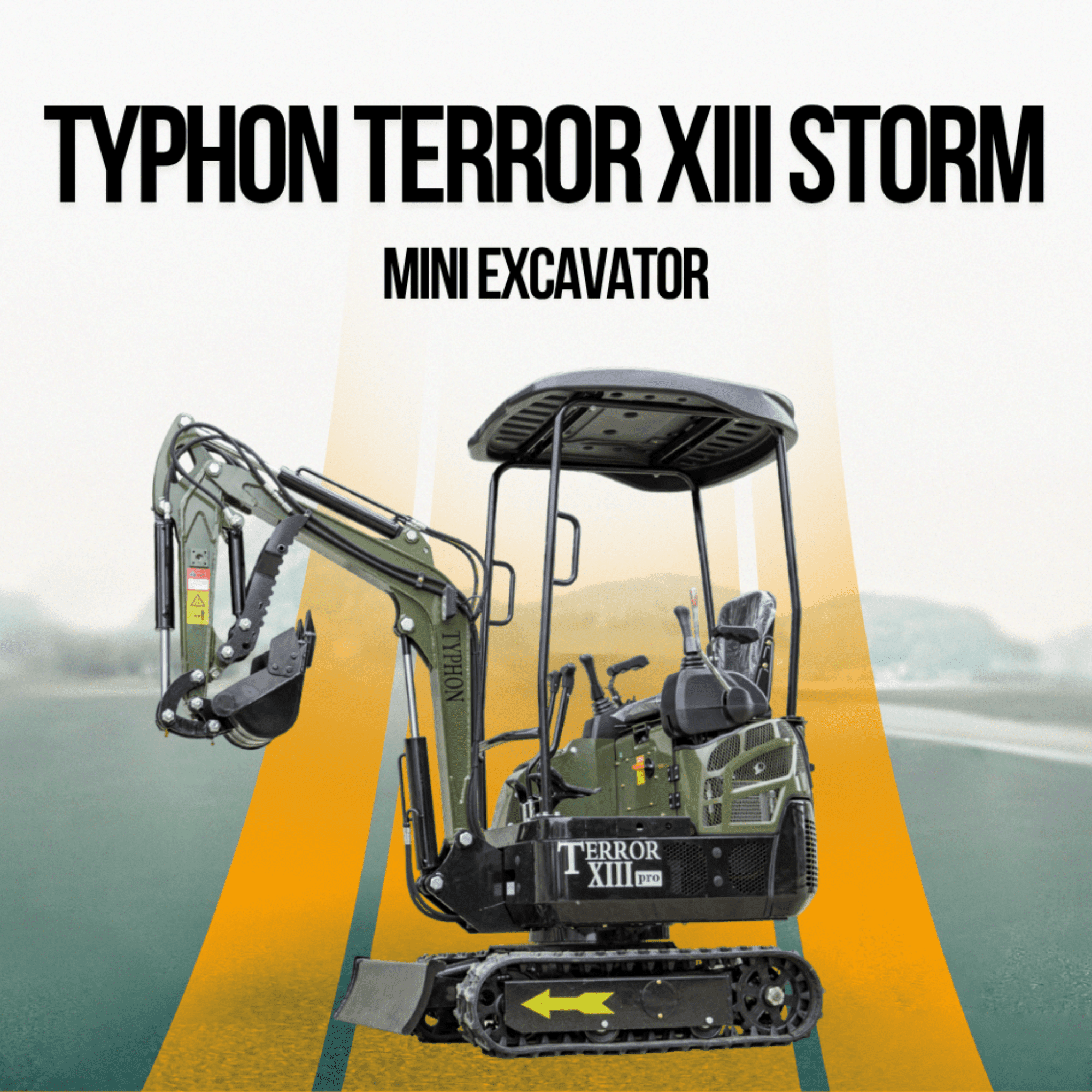 TYPHON TERROR XIII Mini Excavator (1.3 Ton, Green, 13.5hp Engine) 661v1