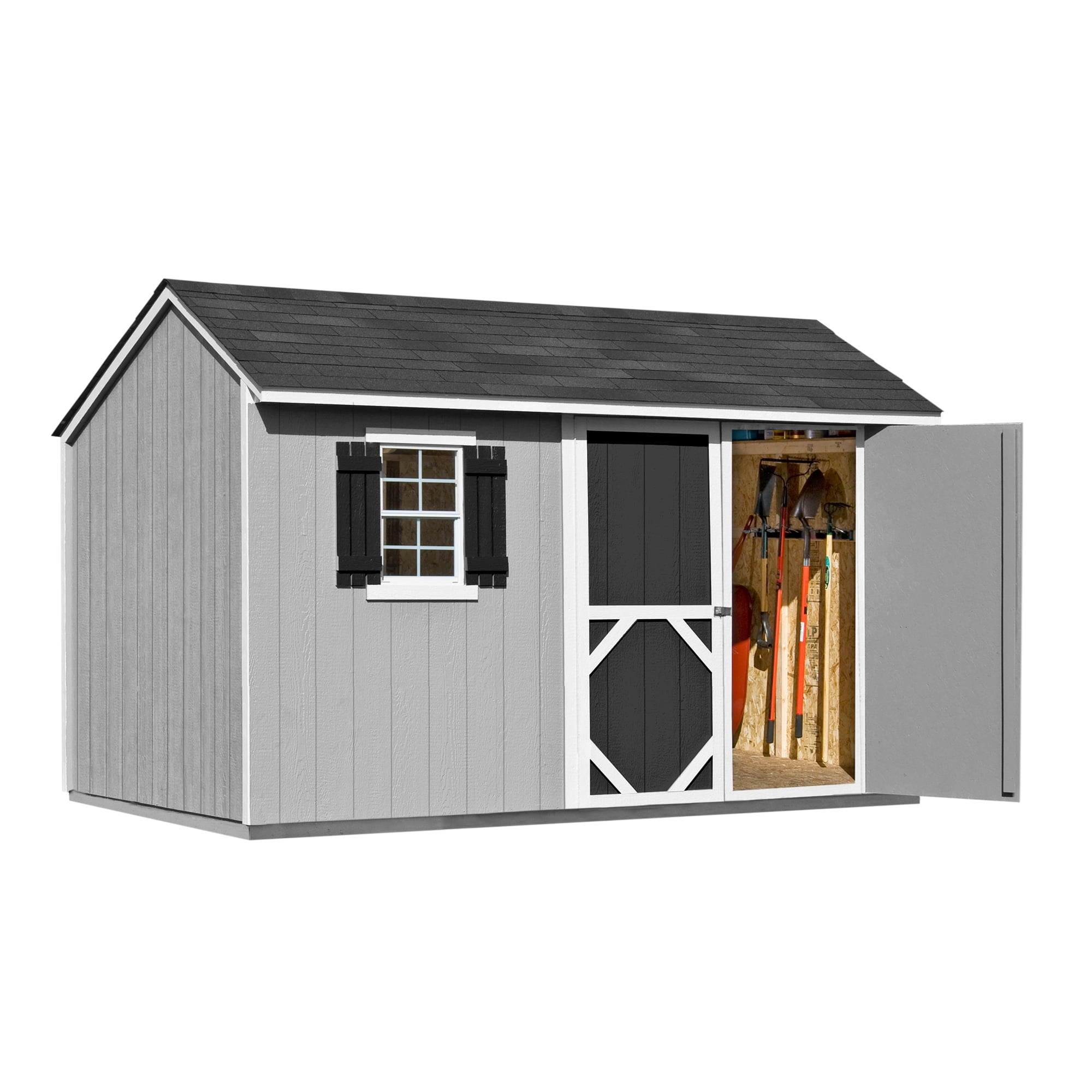 Handy Home Products Augustine Outdoor Wooden Storage Shed (Brown, 12 ft x 8 ft) n2obd