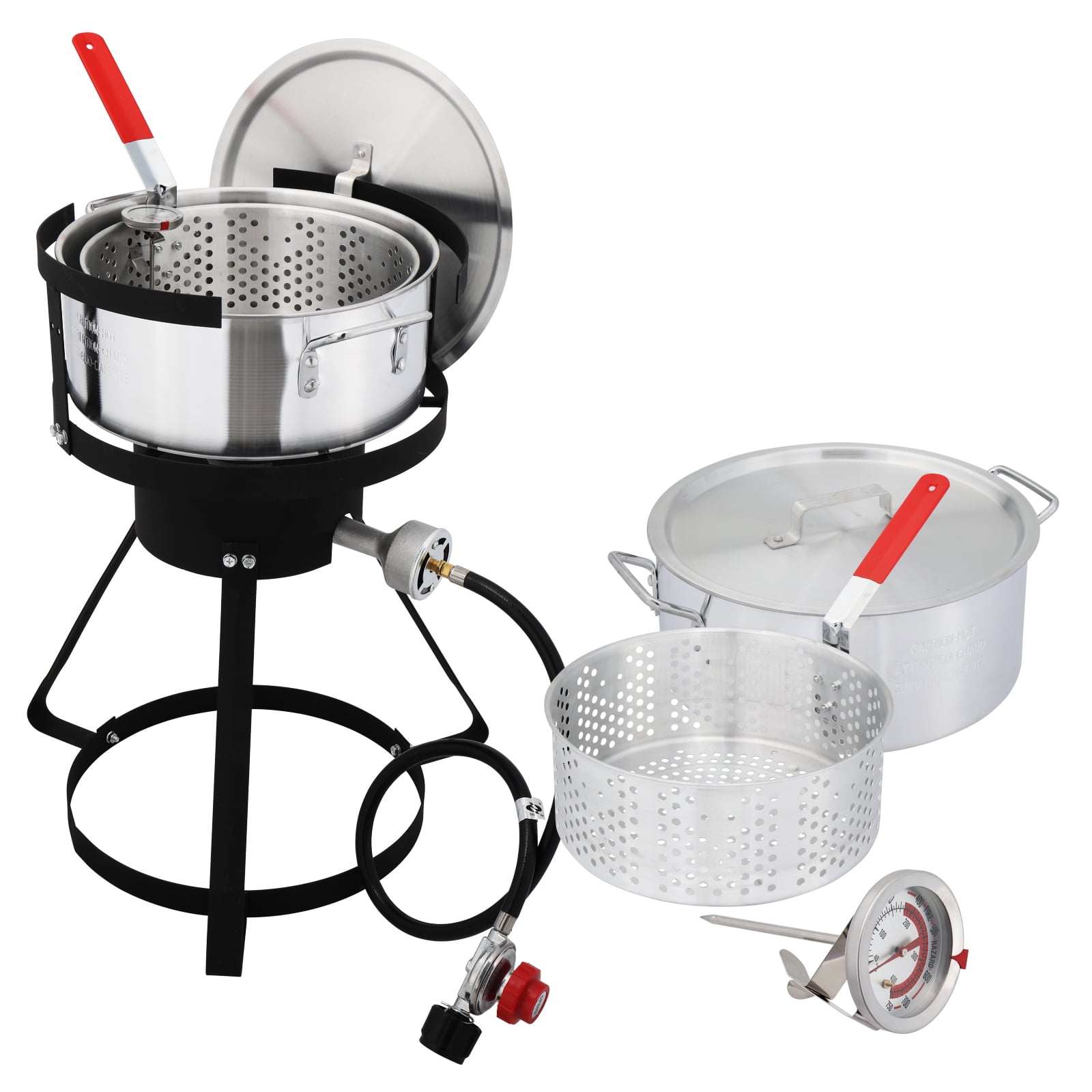GoDecor Outdoor Propane Fryer Kit with Aluminum Pot and Thermometer (Silver, 10 qt) mclqc