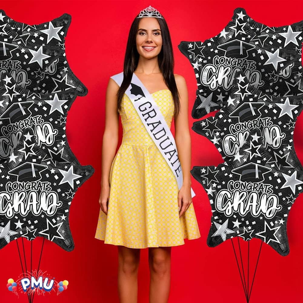 PMU Graduation Congrats Grad Star Mylar Balloon (Black, 18 in, 1 Pack) 5a4m5