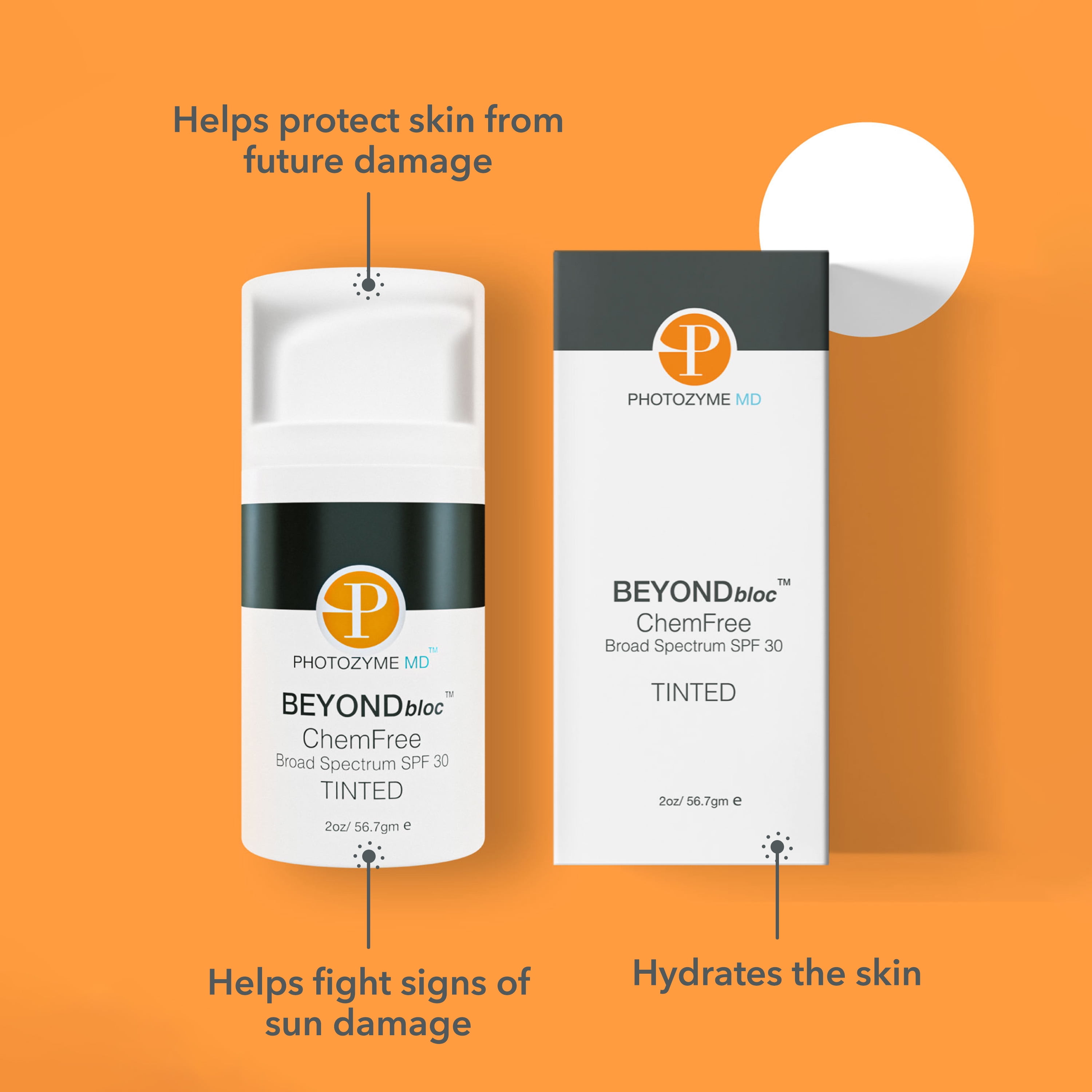 Photozyme BeyondBloc Chemfree Broad Spectrum SPF 30 Tinted Sunscreen (Anti-Aging Hydrating Primer, 2 fl oz) y05wp