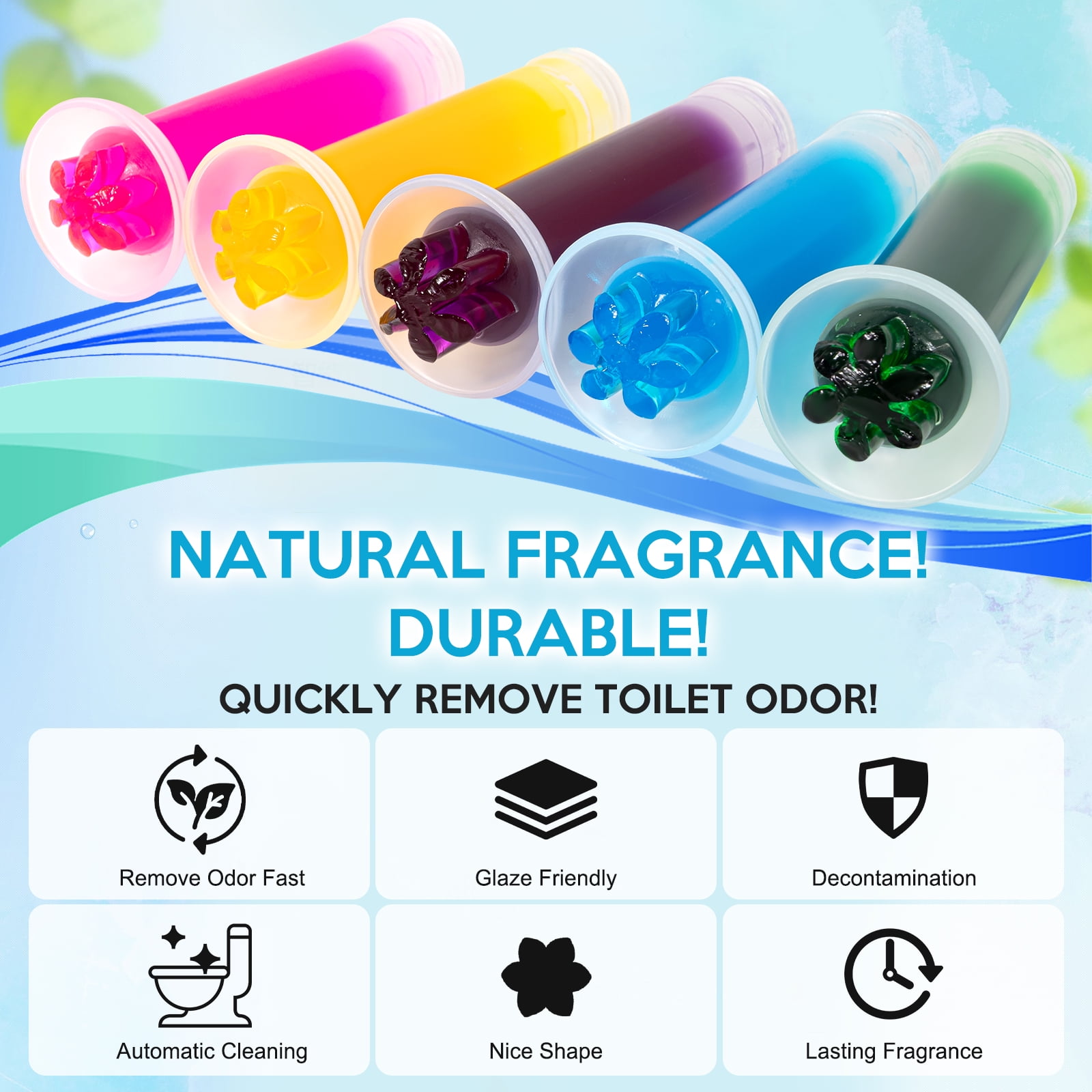 WEXLYN Toilet Bowl Cleaning Gel Stamps with Reusable Applicator (Rainshower Scent, 5 Count) z9r9s