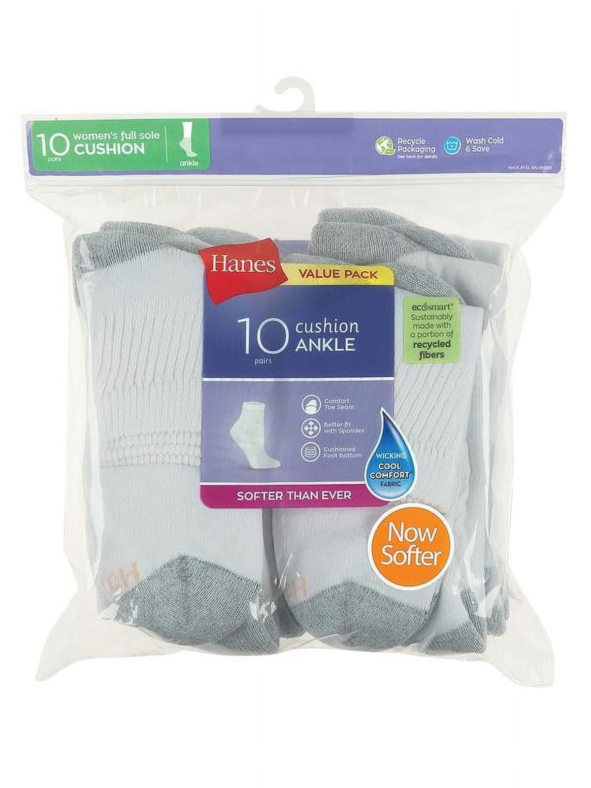 Hanes Women's Cushioned Ankle Socks, Moisture-Wicking Athletic Socks (White, 10-Pack, Size 5-9) 6wgux