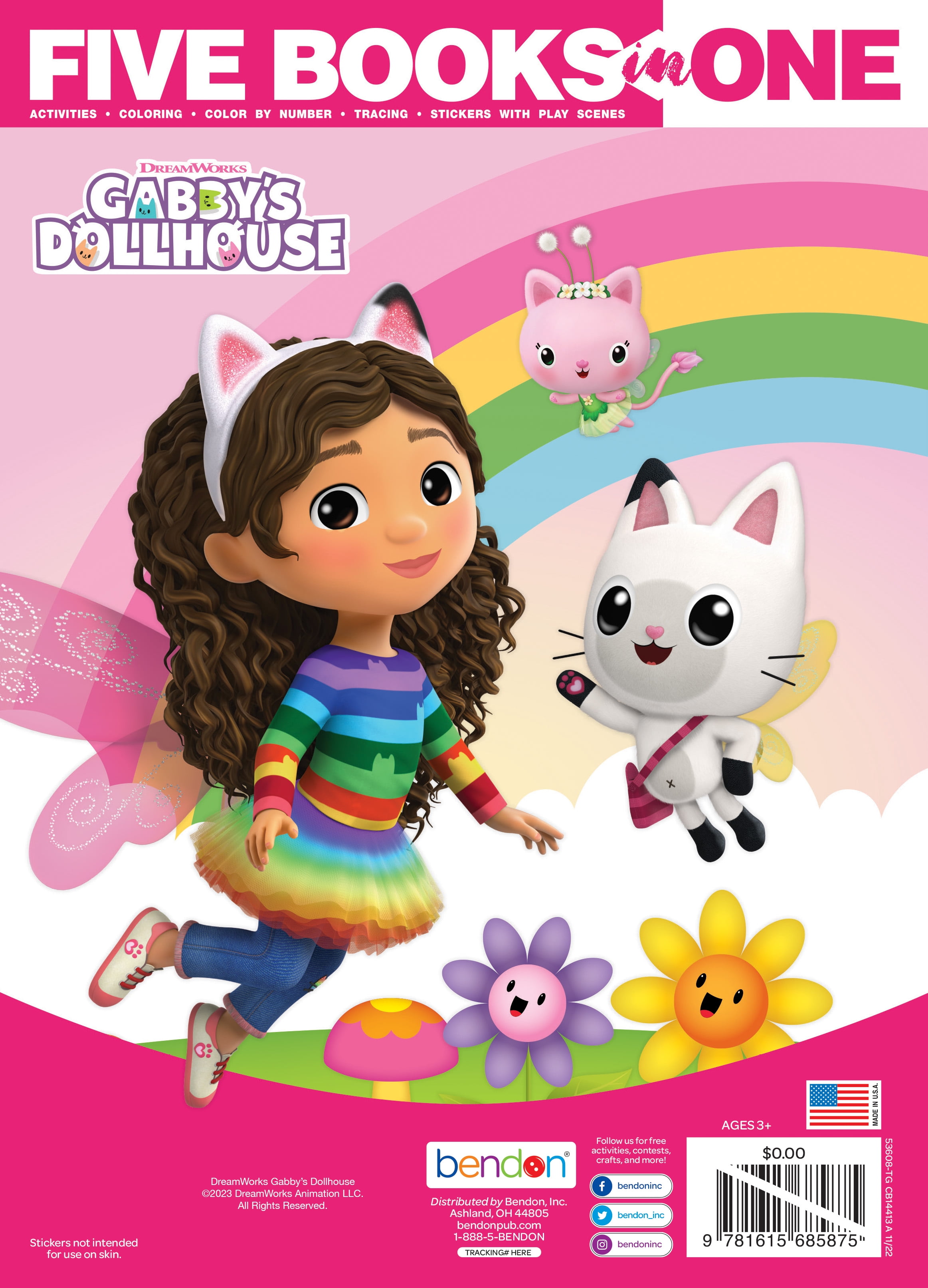 Gabby's Dollhouse 5-in-1 Coloring and Activity Book with Stickers (144 Pages) zi7qa