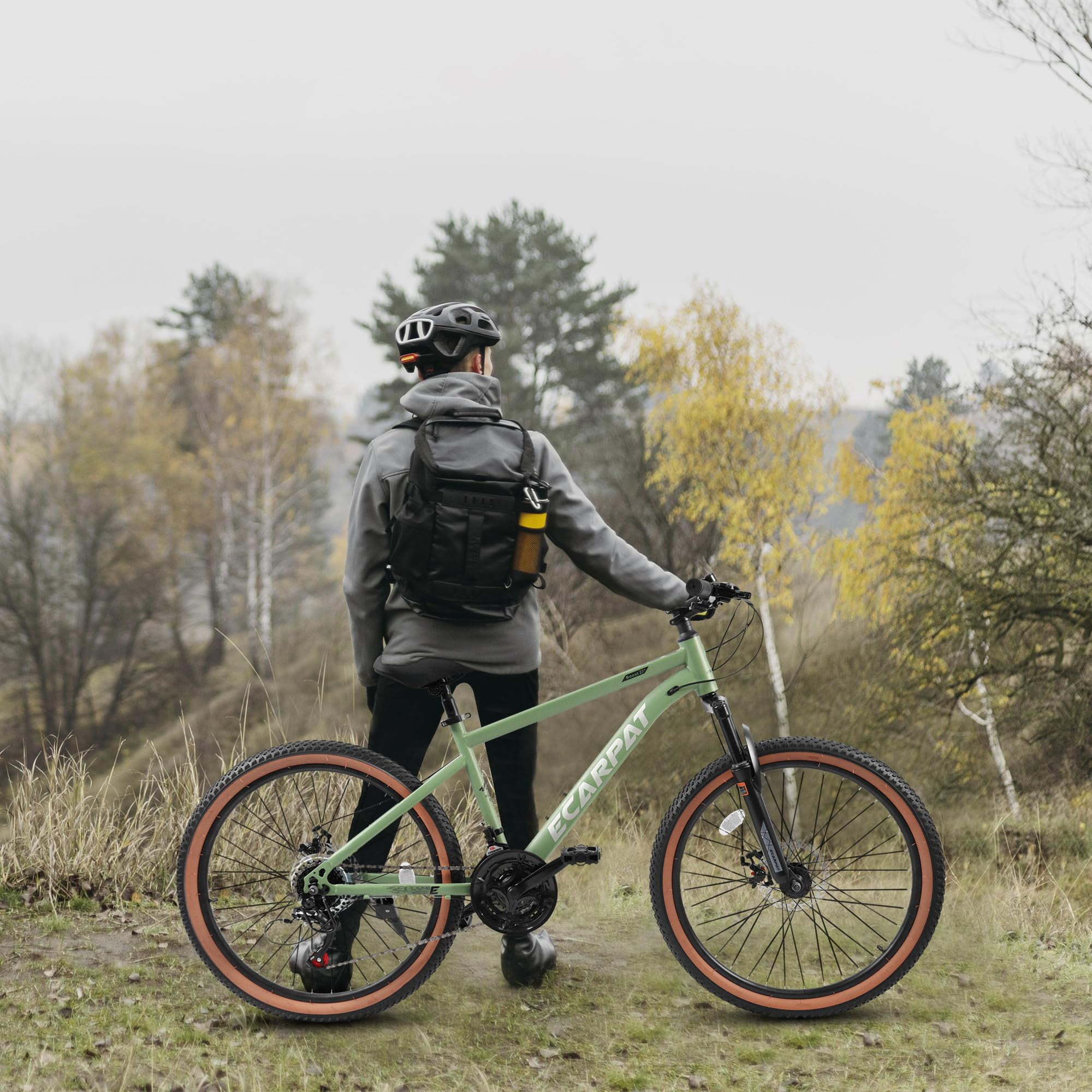 Ambifirner 24 Inch Mountain Bike, 21-Speed High-Carbon Steel Frame with Mechanical Disc Brakes and Front Suspension (Green, 24 in) 96z9o