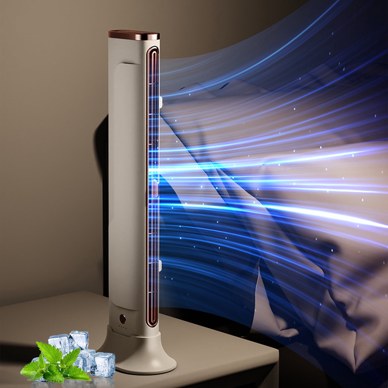 Zznnkj Bladeless Tower Fan, 90° Oscillating Quiet Cooling Fan for Home and Office (White, 15.2 in) zdj6f