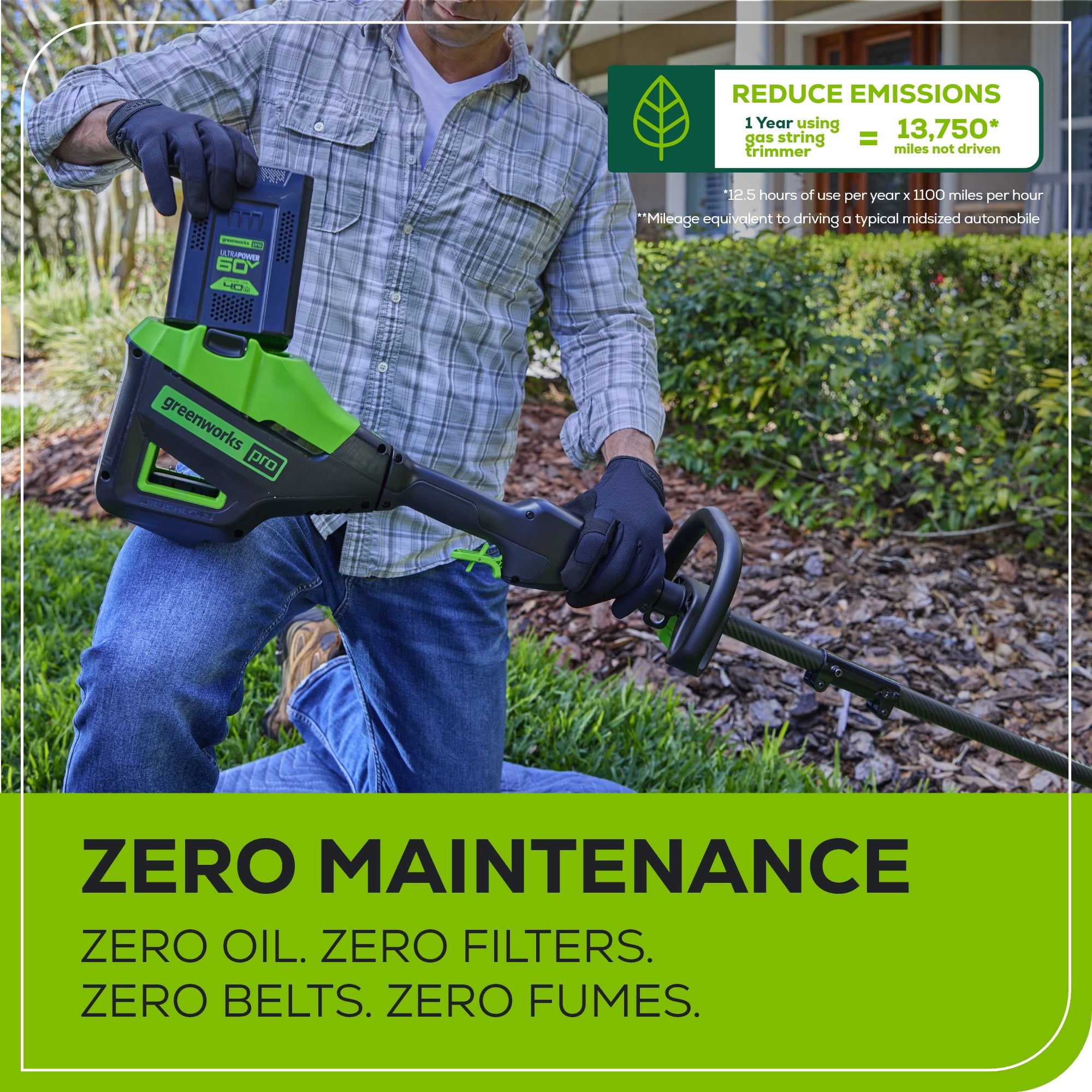 Greenworks 60V Straight Shaft String Trimmer (Green, 17 in) muq5r