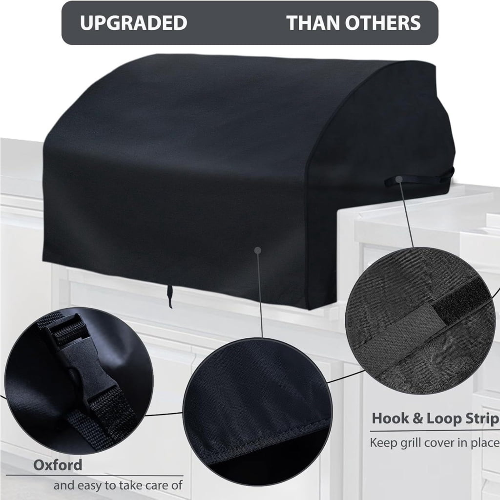 KRYTJACZ Heavy Duty BBQ Grill Cover for Built-in Gas and Charcoal Grills (Black, 42 in) 53yxv
