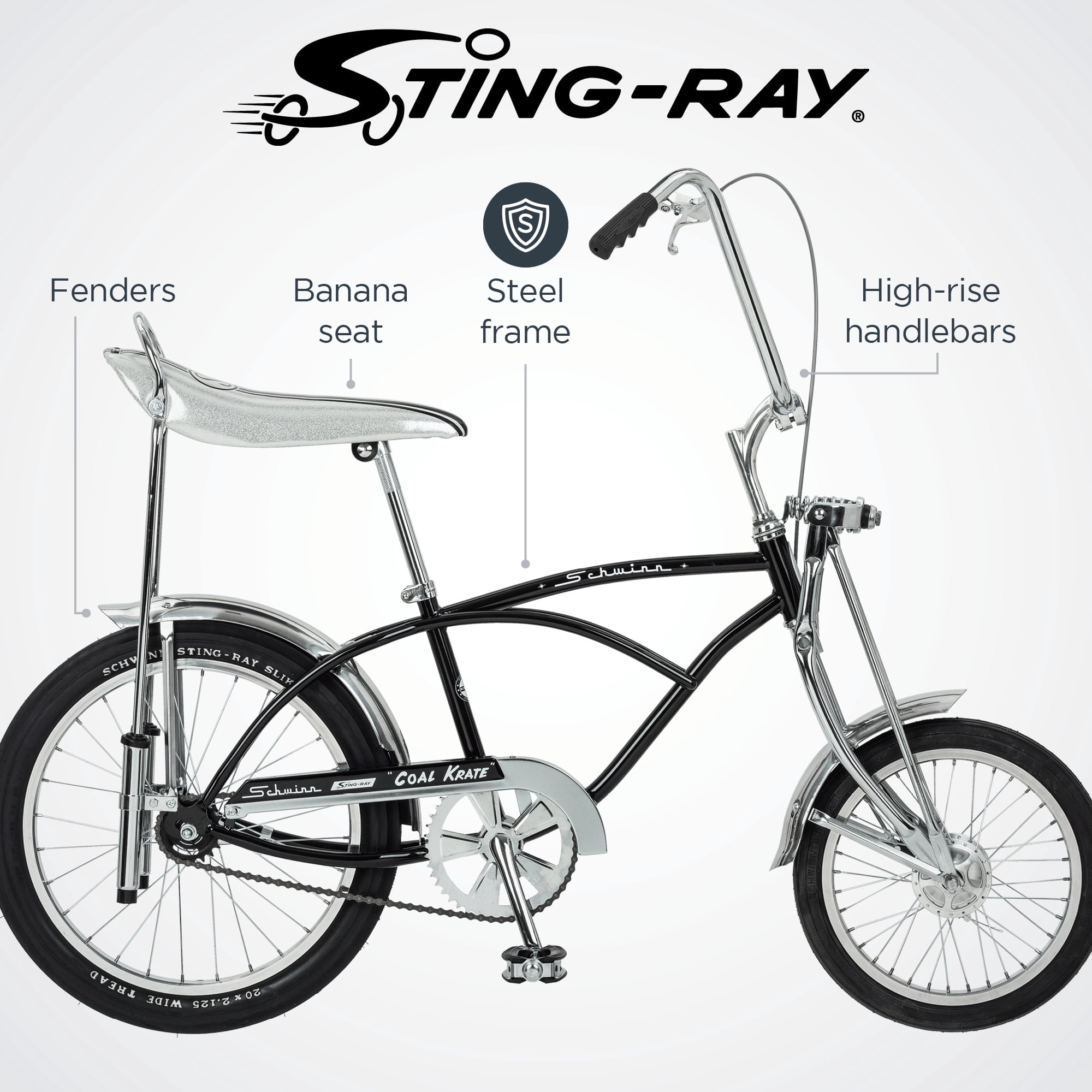 Schwinn Classic Coal Krate Vintage Style Bicycle (Black, 20 in) co6os