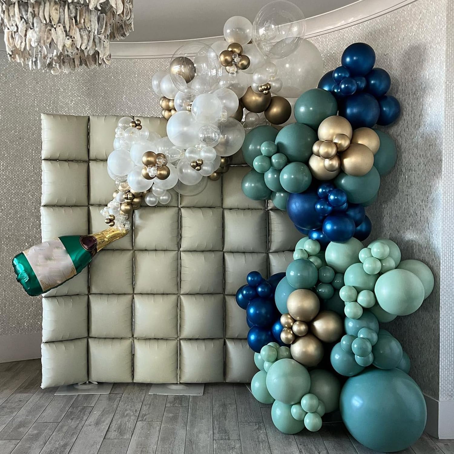 Party Decor Square Foil Balloon Wall Kit (Black, Orange, Green, 25-Piece Set) zb6ju