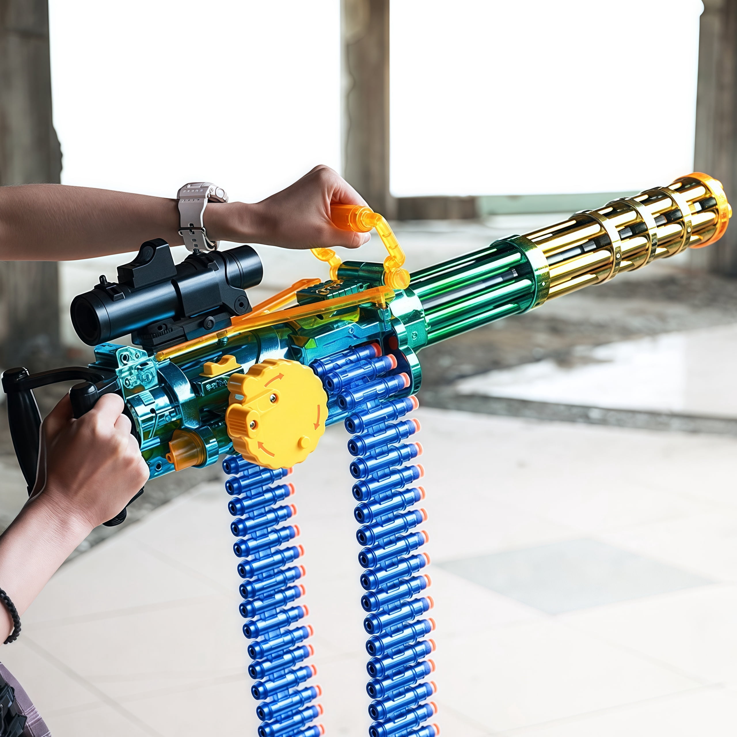 Lehui Toys Manual Foam Dart Blaster Set with 24-Round Chain and 40 EVA Darts (40 Count) qqeat