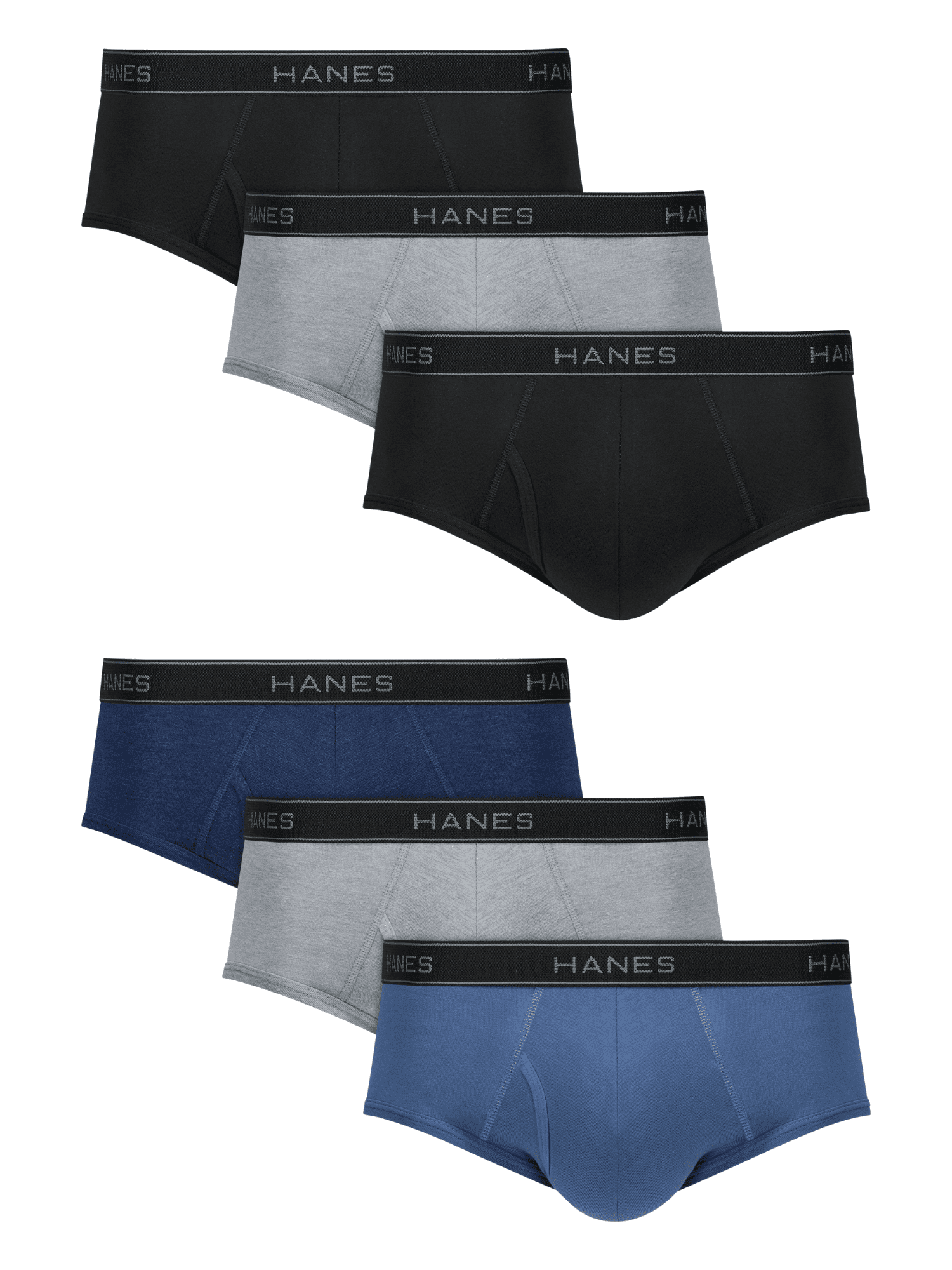 Hanes Men's Cotton Stretch Briefs Moisture-Wicking Underwear (Grey, 6-Pack) t36vn