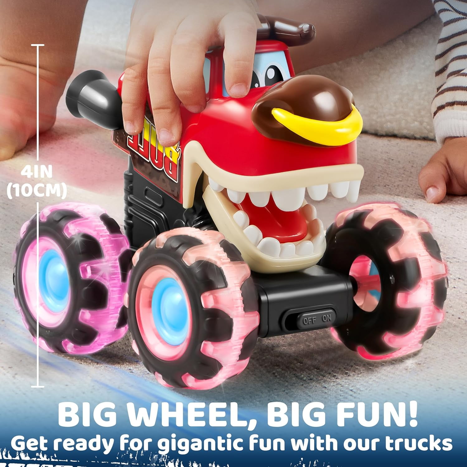 Joyfy Monster Truck Toy Set, Press & Go Dinosaur Vehicle with LED Wheels (3 Pack) d7ou7