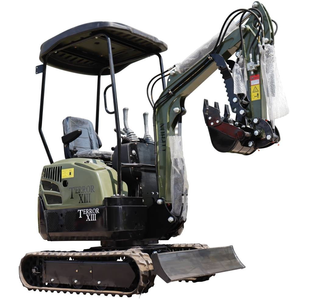 TYPHON TERROR XIII Mini Excavator (1.3 Ton, Green, 13.5hp Engine) 661v1