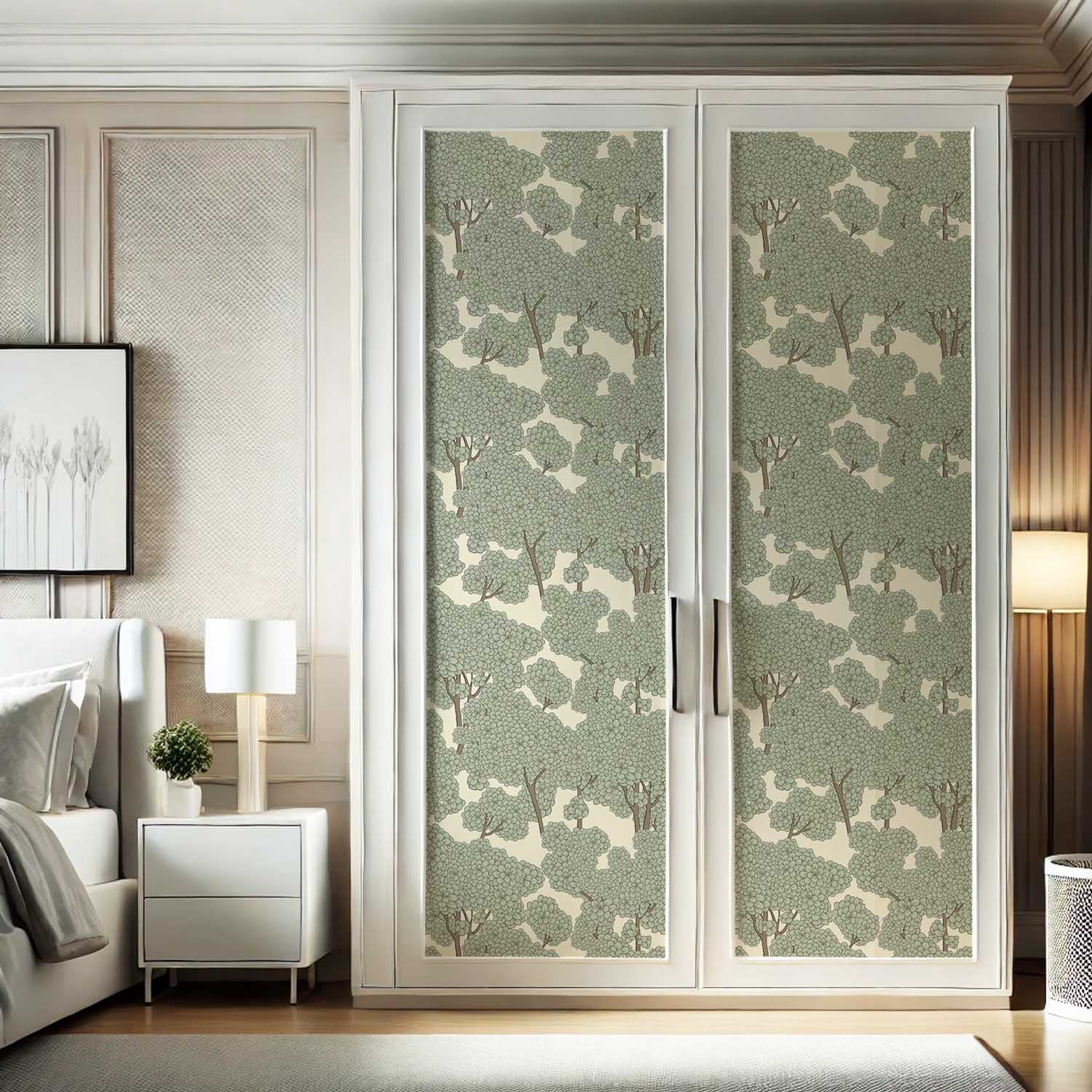 S4Sassy Peel and Stick Wallpaper, Floral Tree Canopy Asian Style Wall Mural, Waterproof Vinyl Wall Covering (Green, 25 in x 360 in) wzhkb